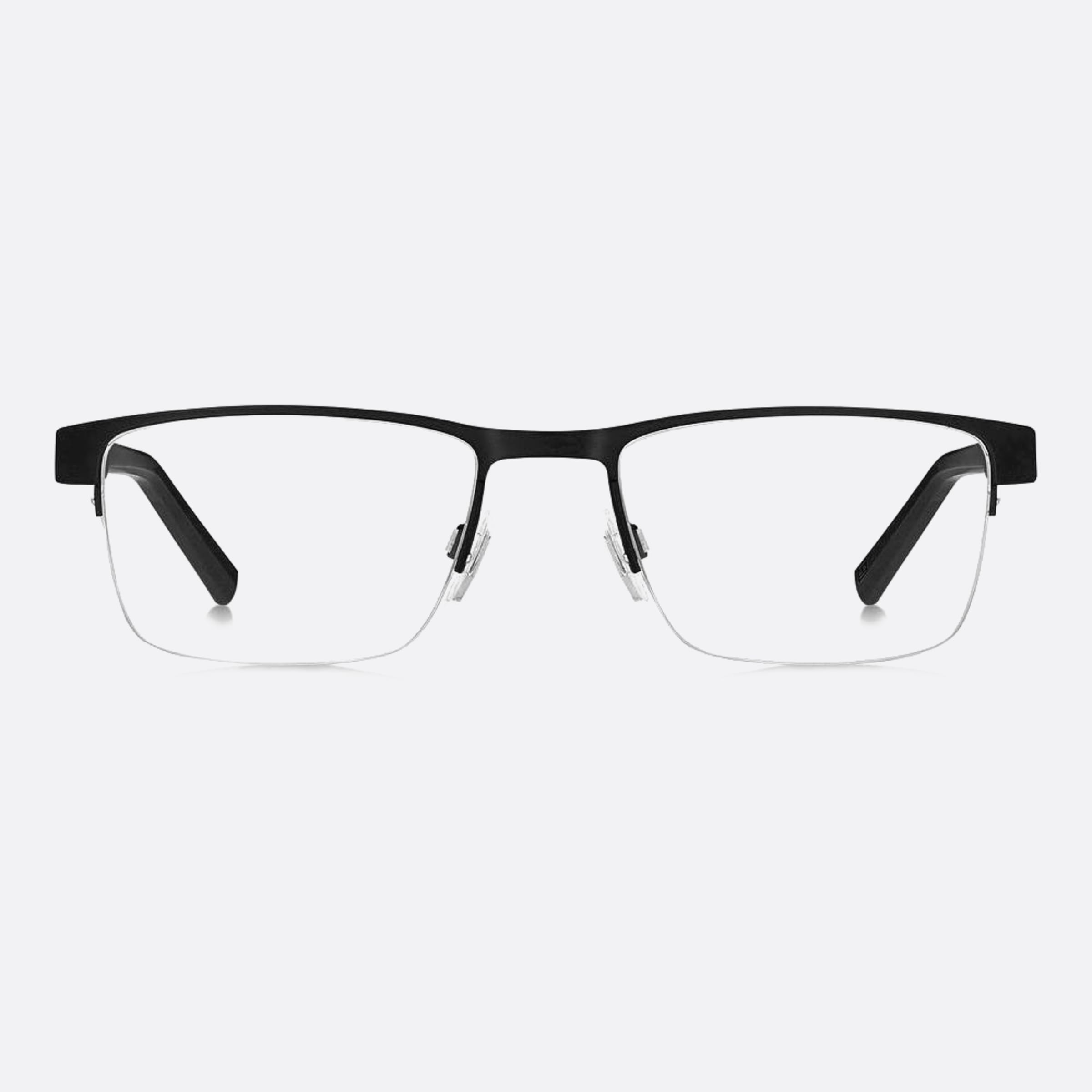 Tommy 53mm Hilfiger Black Geometric Men Eyeglasses - Main View