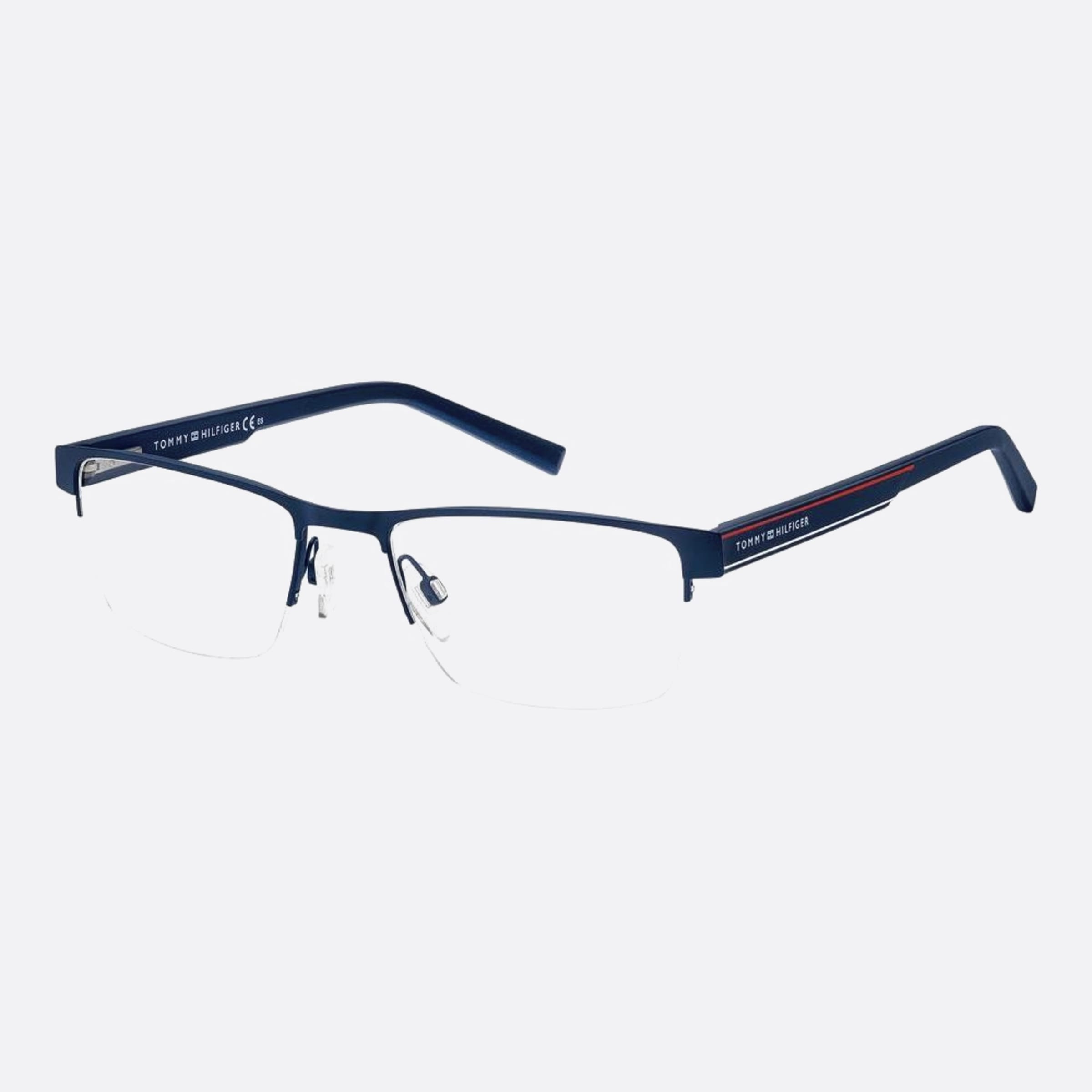 Tommy 53mm Hilfiger Fll Blue Geometric Men Eyeglasses - Side View