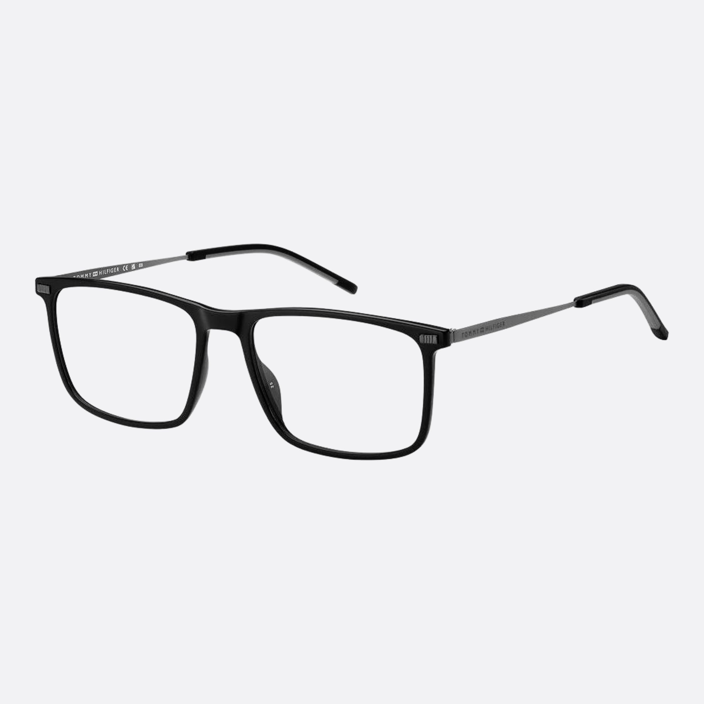 Tommy 56mm Hilfiger Black Squared Men Eyeglasses - Side View