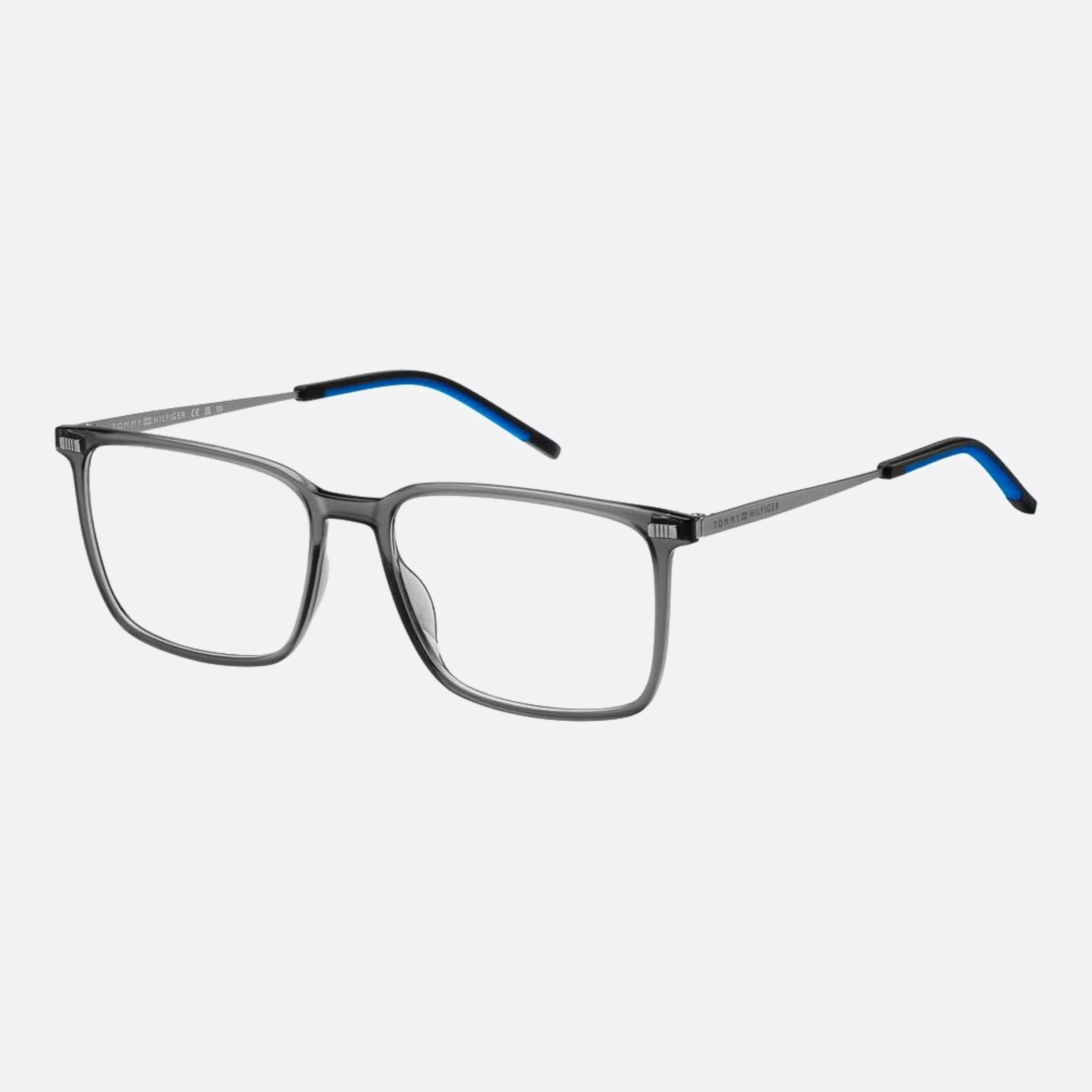Tommy 54mm Hilfiger Kb7 Grey Squared Men Eyeglasses - Side View