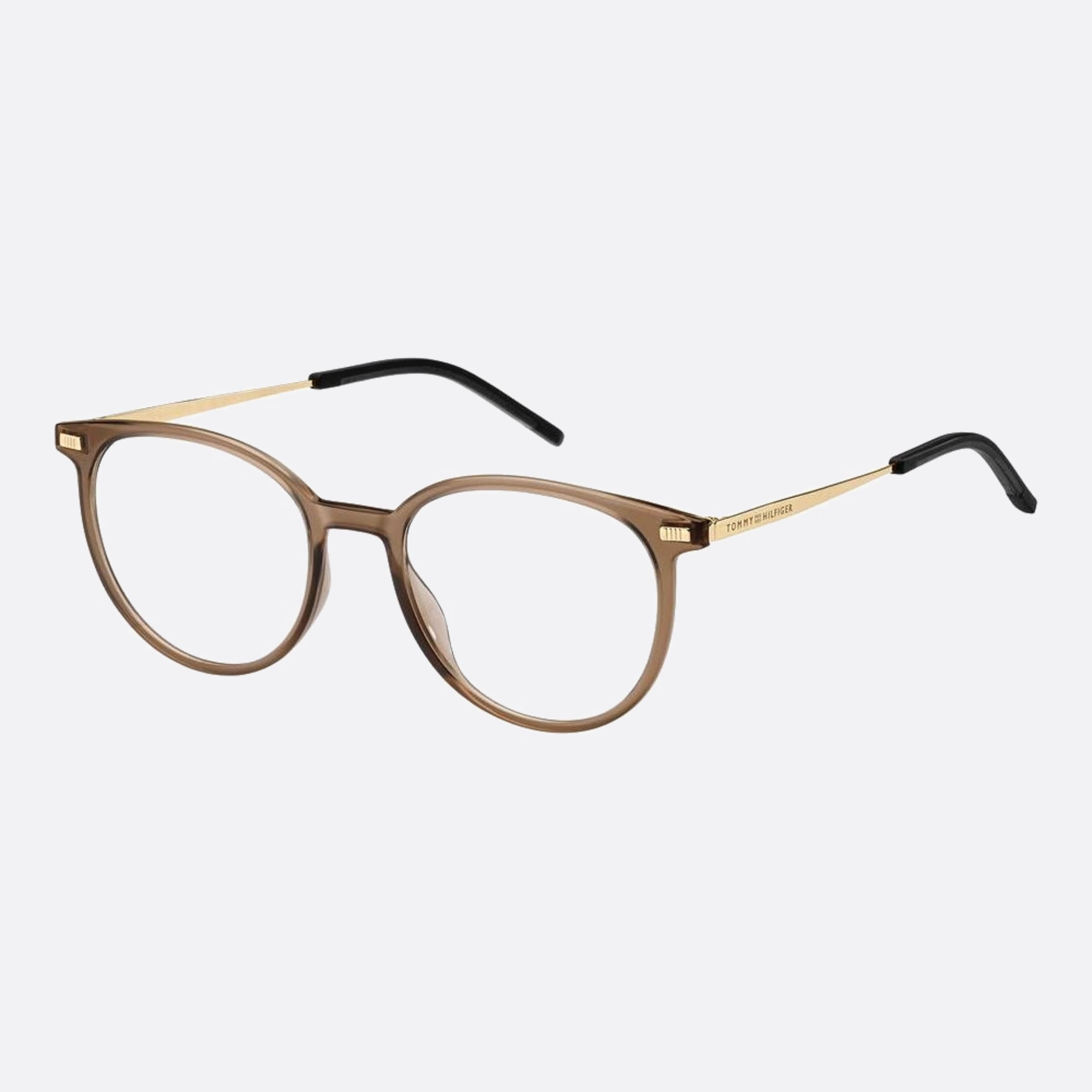 Tommy 50mm Hilfiger 09q Brown Round Women Eyeglasses - Side View