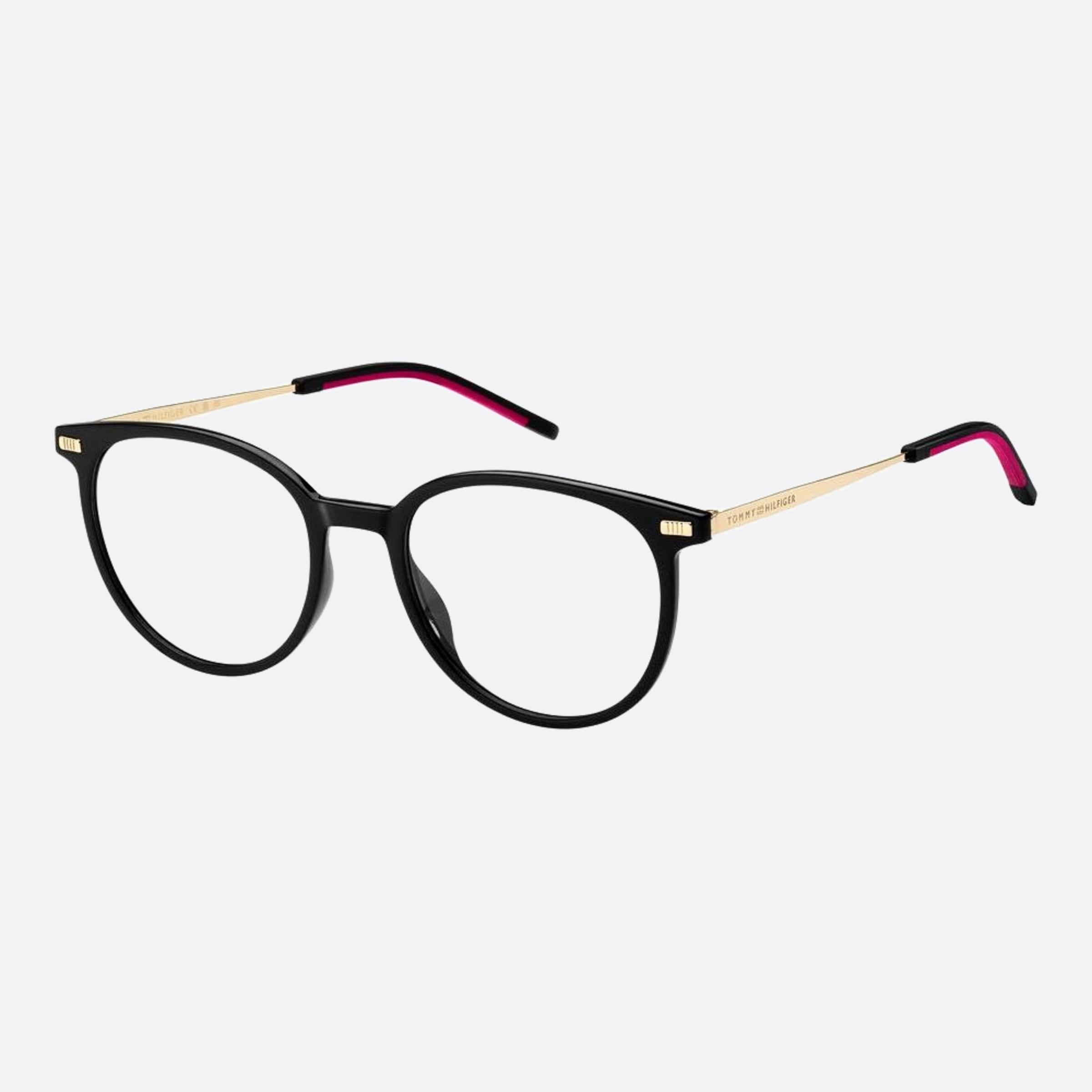 Tommy 50mm Hilfiger Black Round Women Eyeglasses - Side View