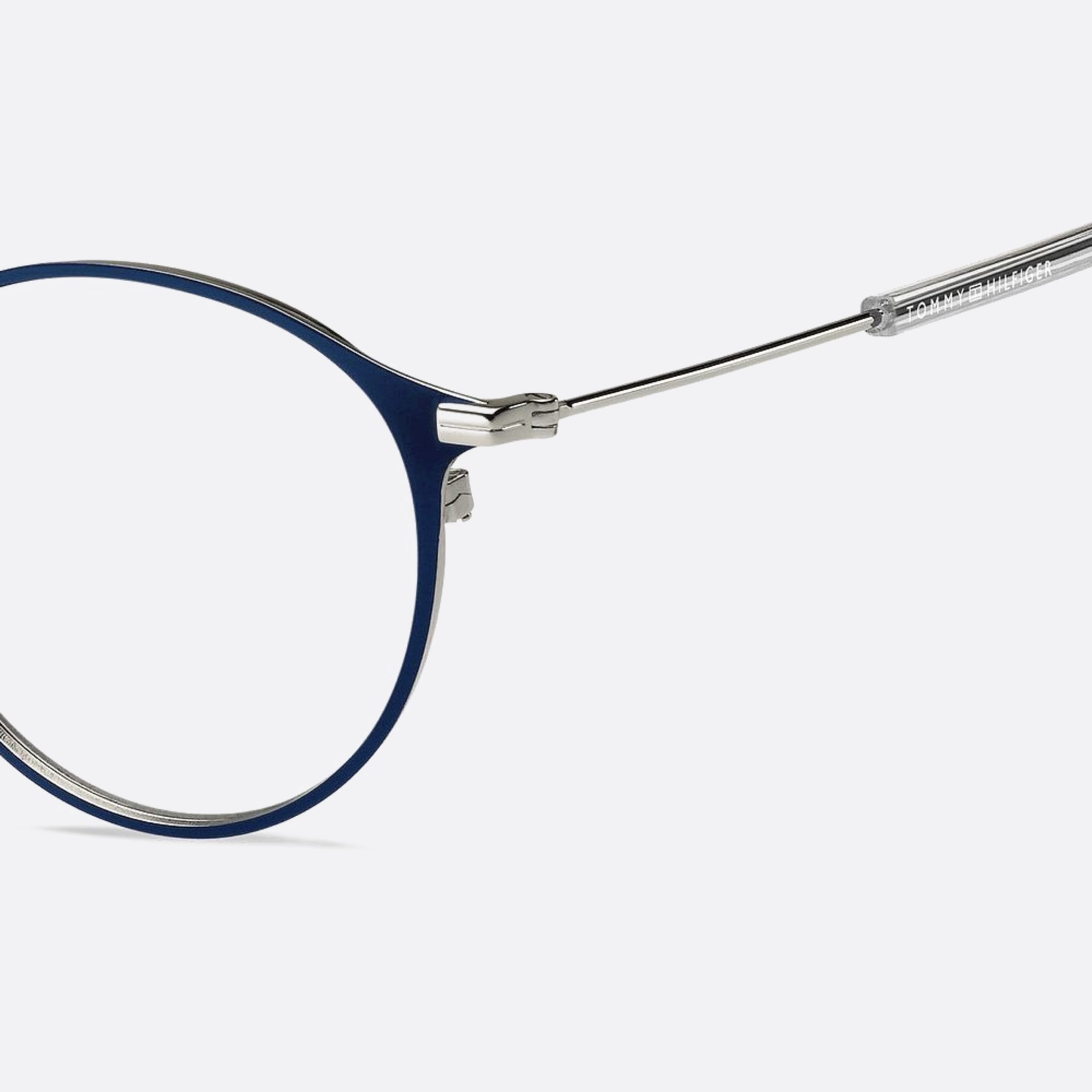 Tommy 48mm Hilfiger 0ji Blue Round Unisex Eyeglasses - Detail View