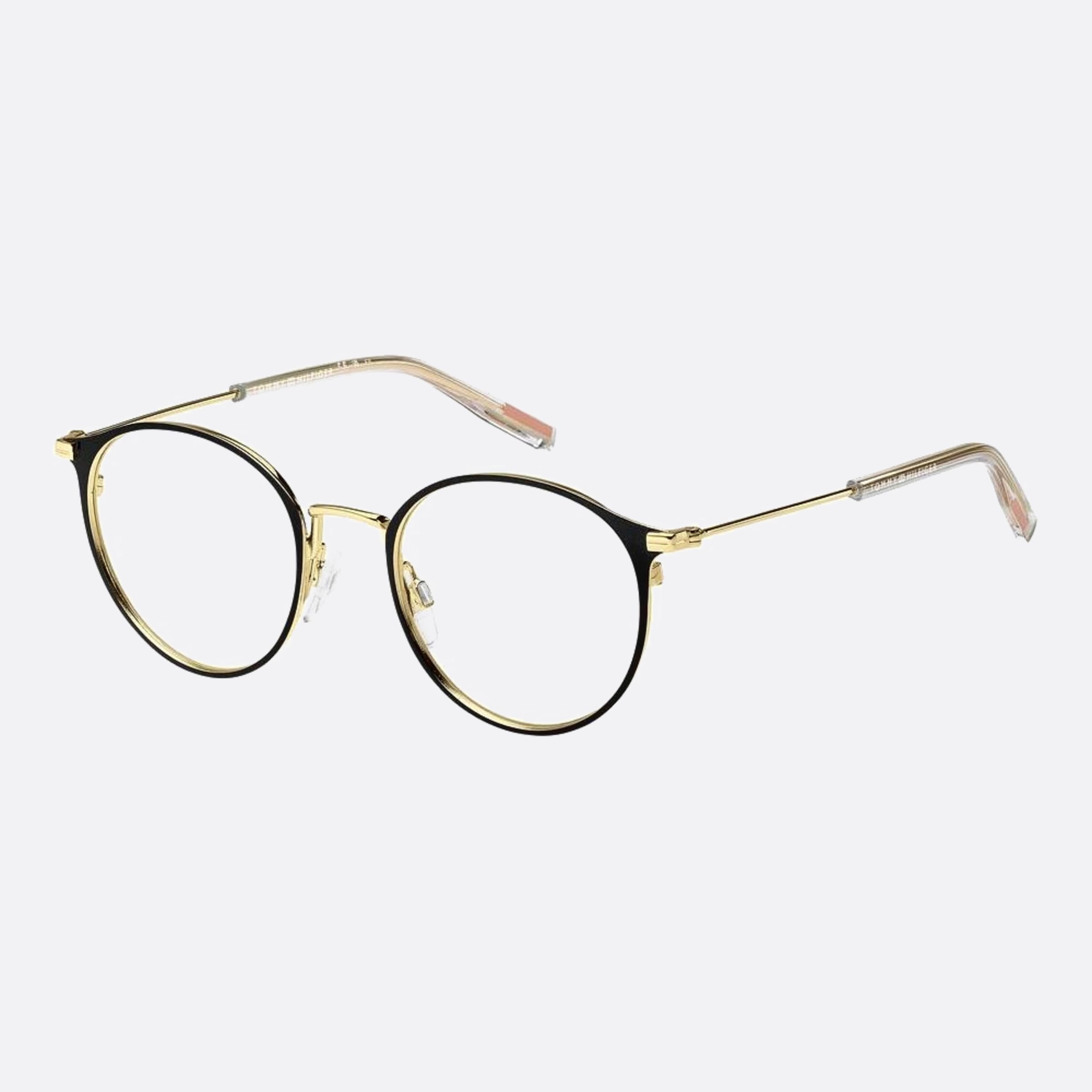 Tommy 48mm Hilfiger 2m2 Black Round Unisex Eyeglasses - Side View