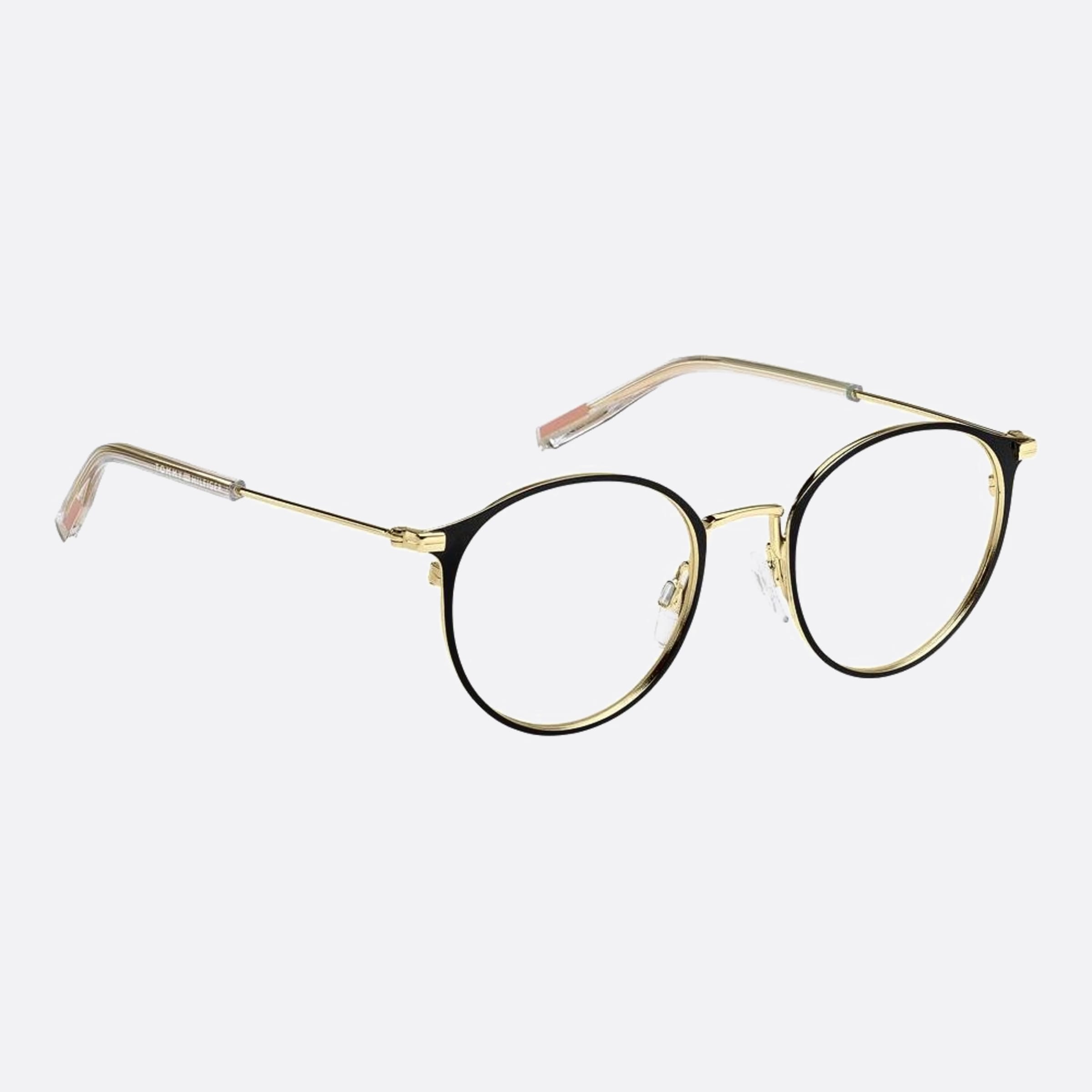 Tommy 48mm Hilfiger 2m2 Black Round Unisex Eyeglasses - Detail View