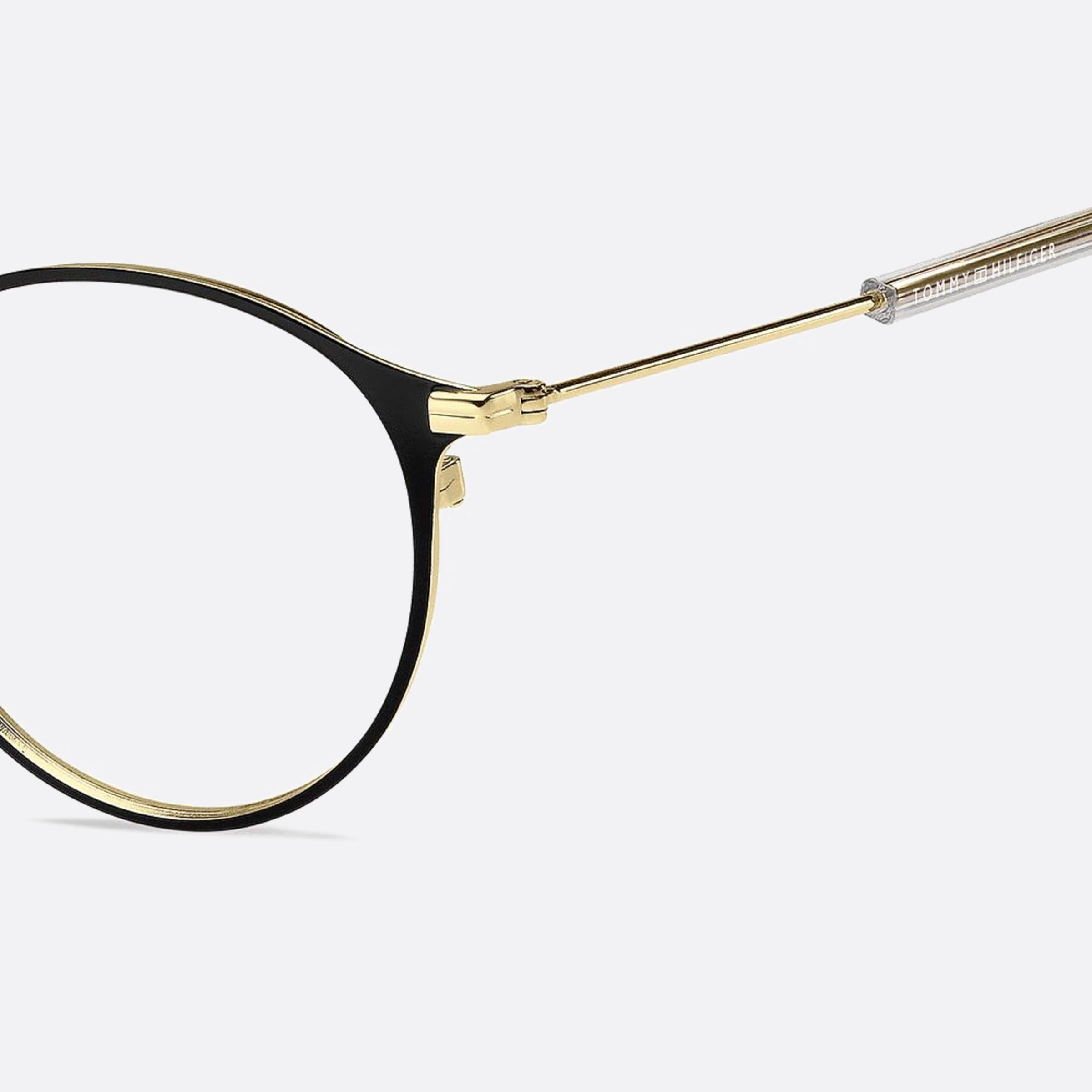 Tommy 48mm Hilfiger 2m2 Black Round Unisex Eyeglasses - Lifestyle Shot
