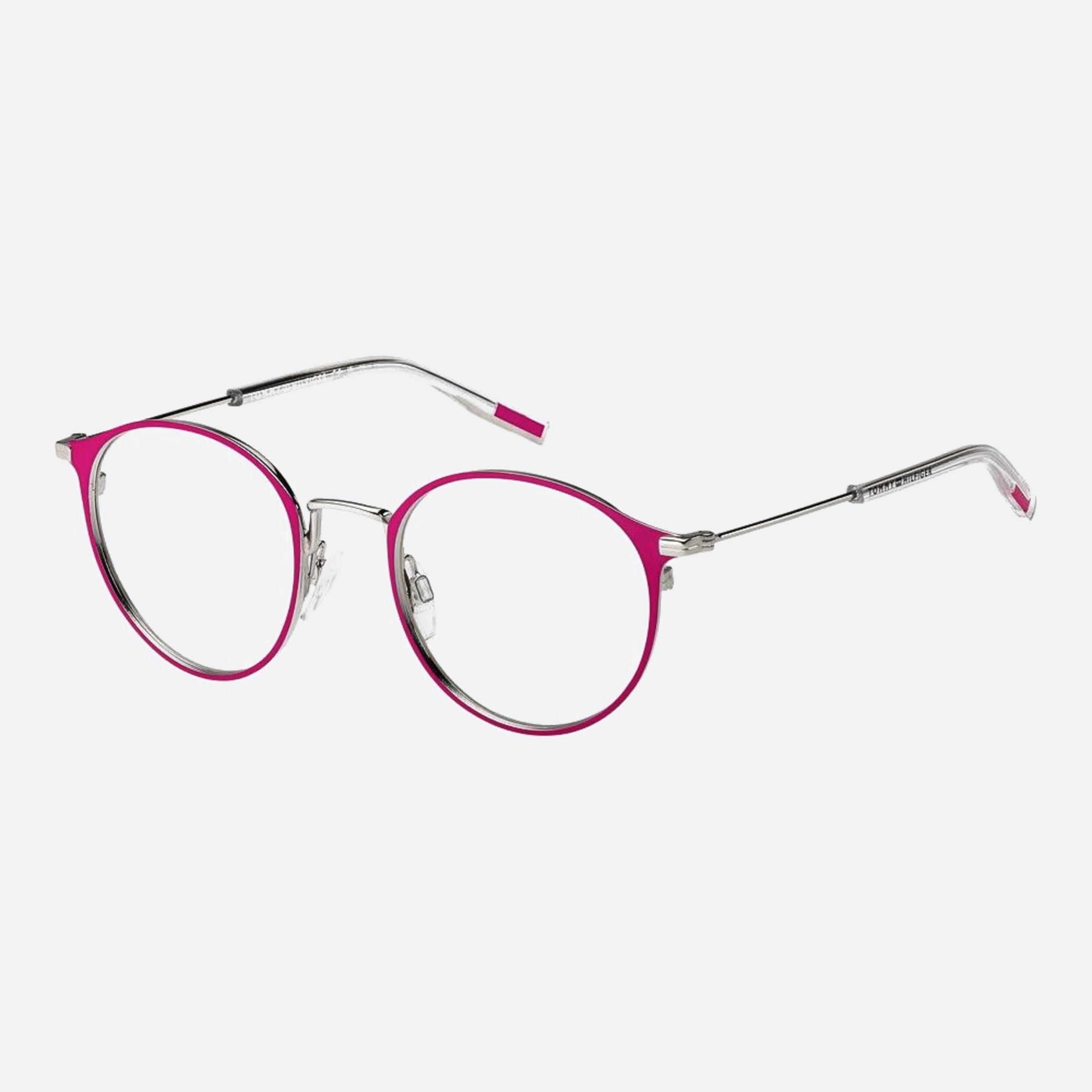 Tommy 48mm Hilfiger Gj6 Violet Round Unisex Eyeglasses - Side View