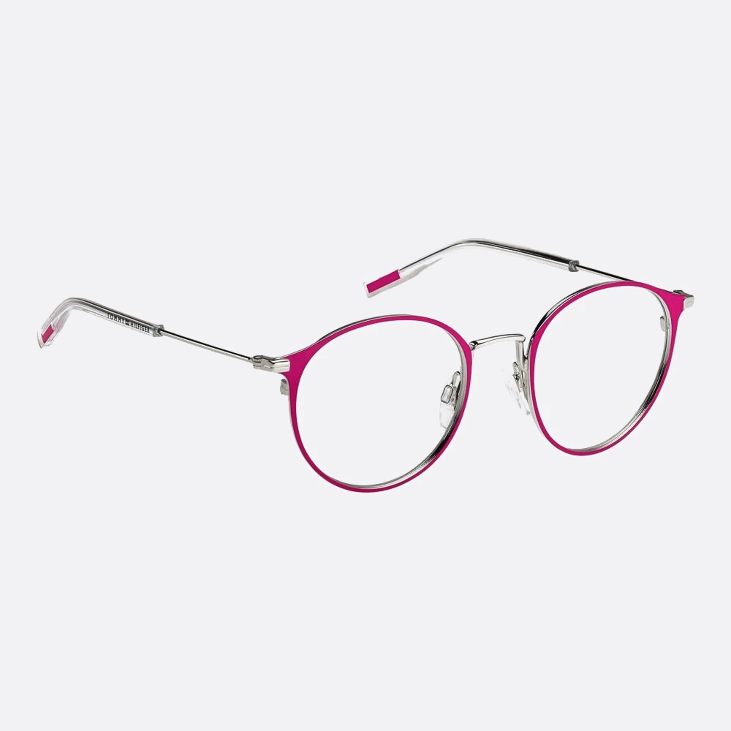 Tommy 48mm Hilfiger Gj6 Violet Round Unisex Eyeglasses - Detail View
