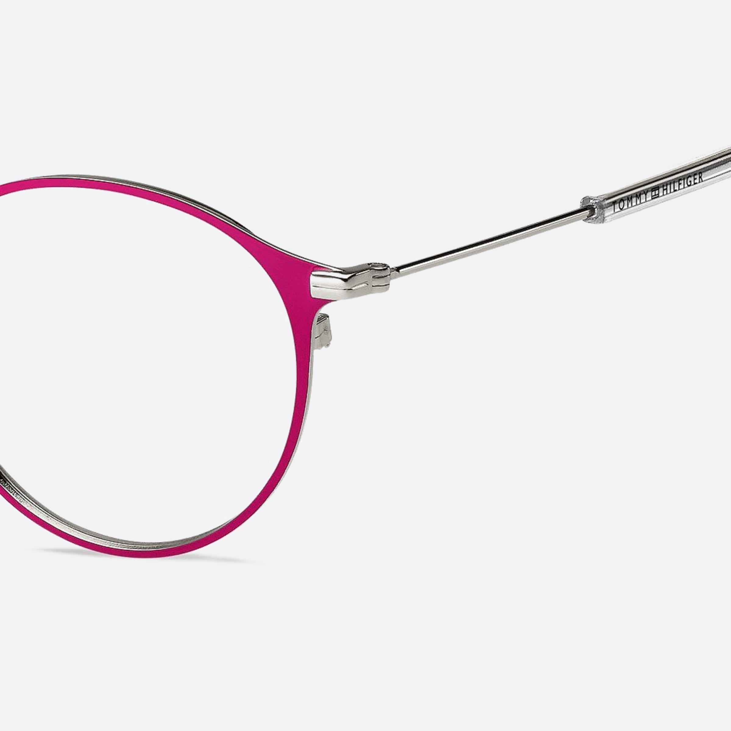 Tommy 48mm Hilfiger Gj6 Violet Round Unisex Eyeglasses - Lifestyle Shot