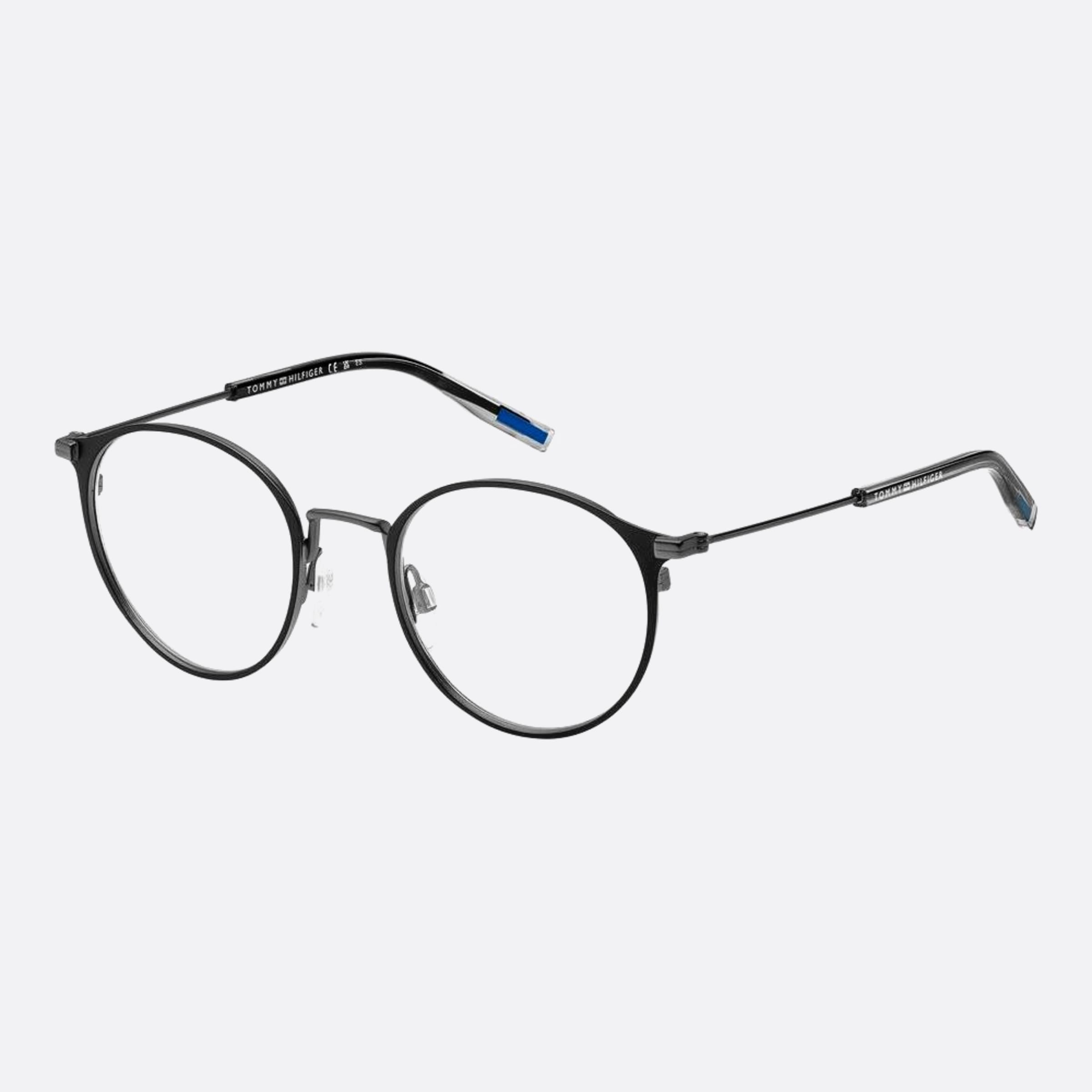 Tommy 48mm Hilfiger Ti7 Ruthenium Round Unisex Eyeglasses - Side View