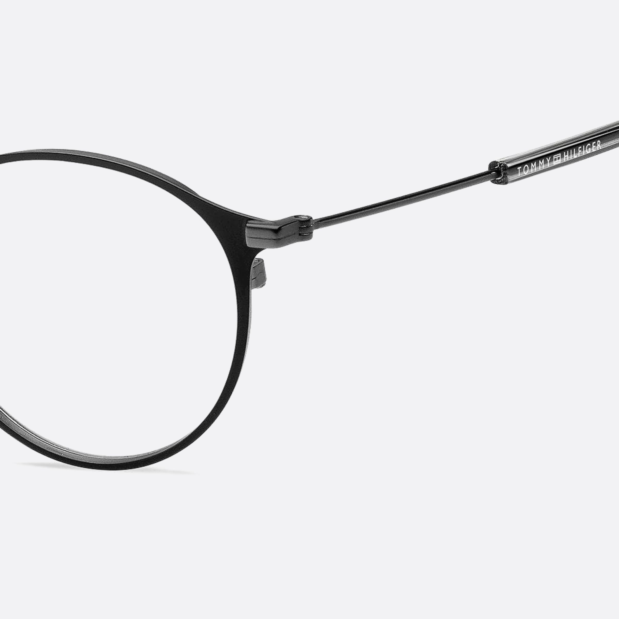 Tommy 48mm Hilfiger Ti7 Ruthenium Round Unisex Eyeglasses - Detail View