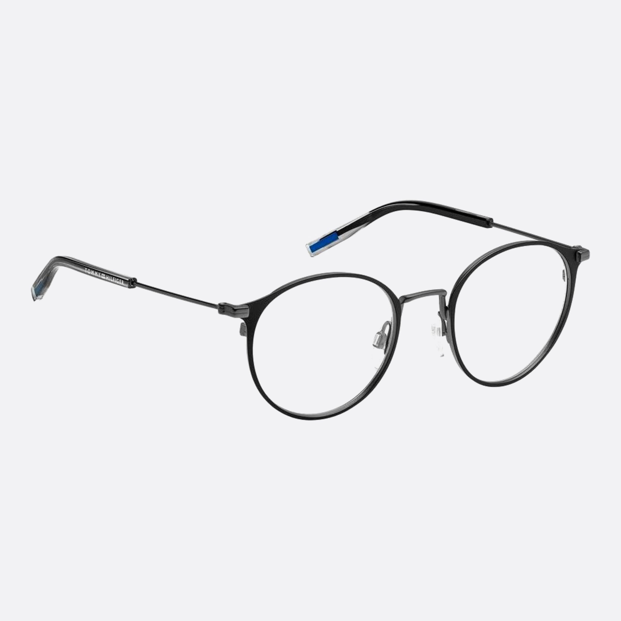 Tommy 48mm Hilfiger Ti7 Ruthenium Round Unisex Eyeglasses - Lifestyle Shot
