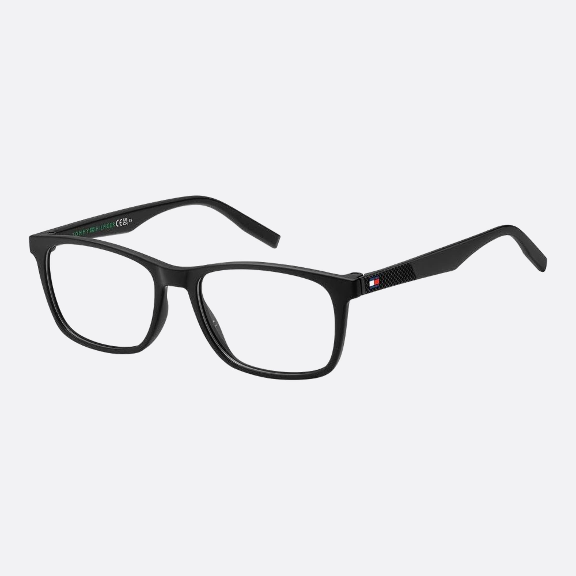 Tommy 52mm Hilfiger Black Squared Unisex Eyeglasses - Side View