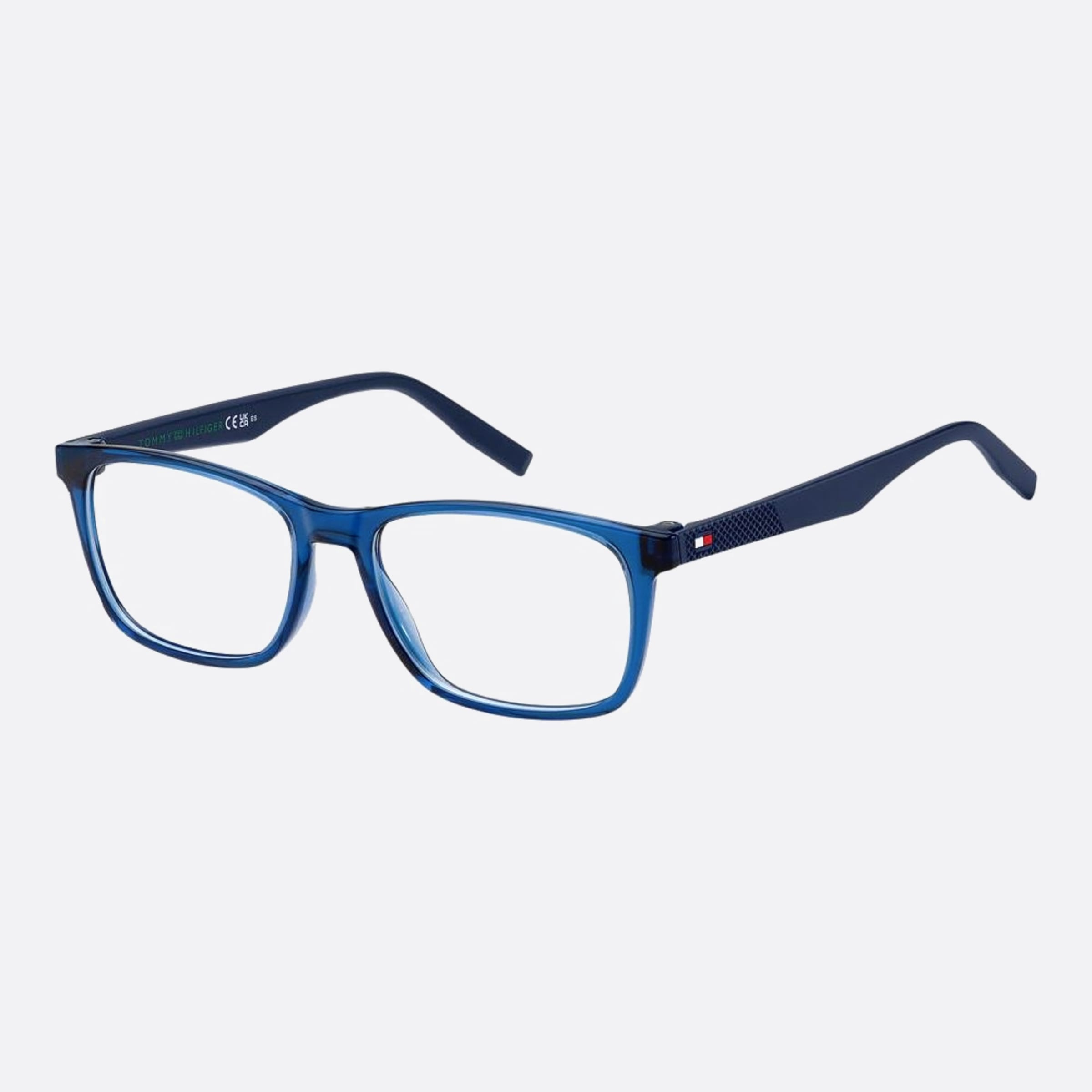 Tommy 52mm Hilfiger Pjp Blue Squared Unisex Eyeglasses - Side View