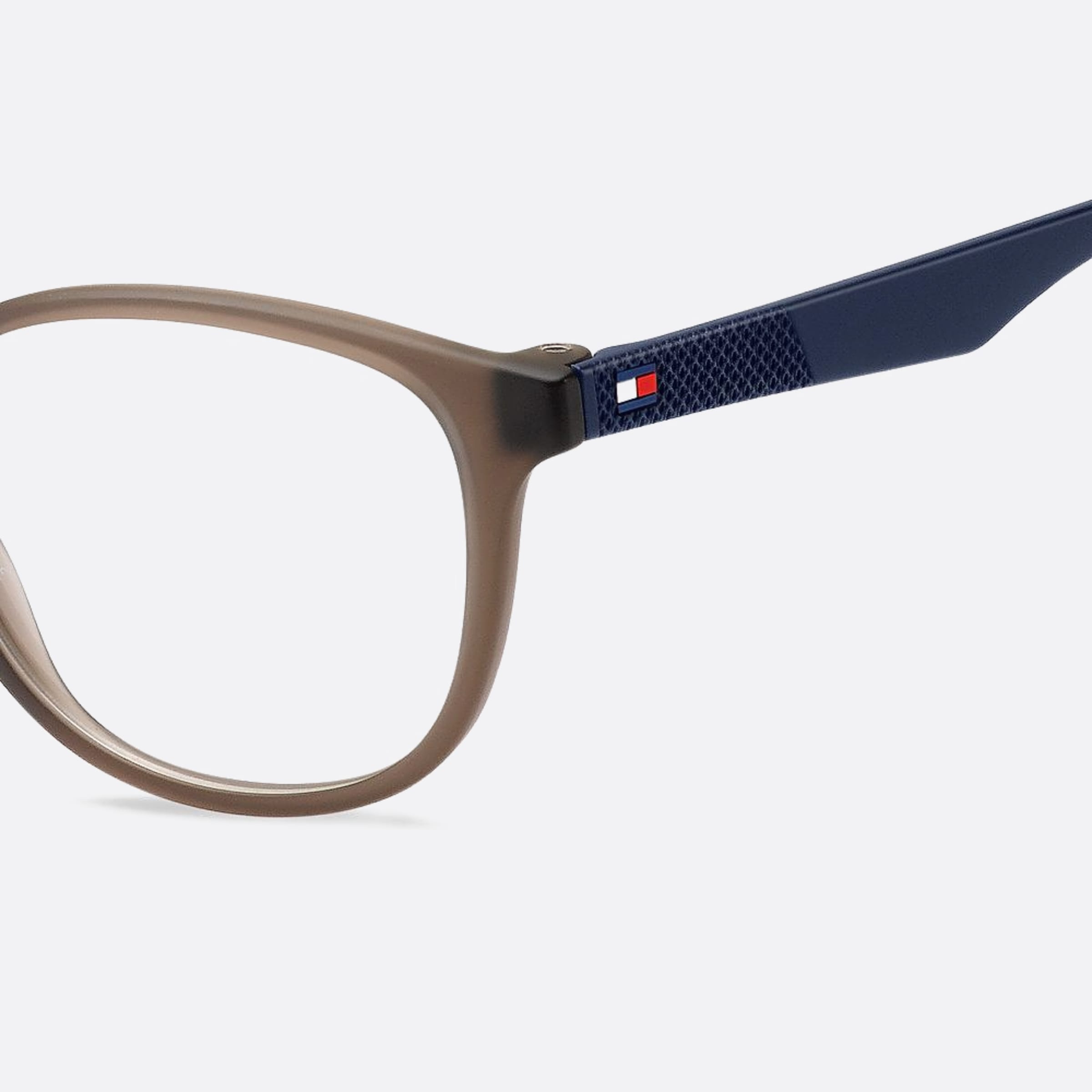 Tommy 48mm Hilfiger 4in Brown Geometric Unisex Eyeglasses - Lifestyle Shot