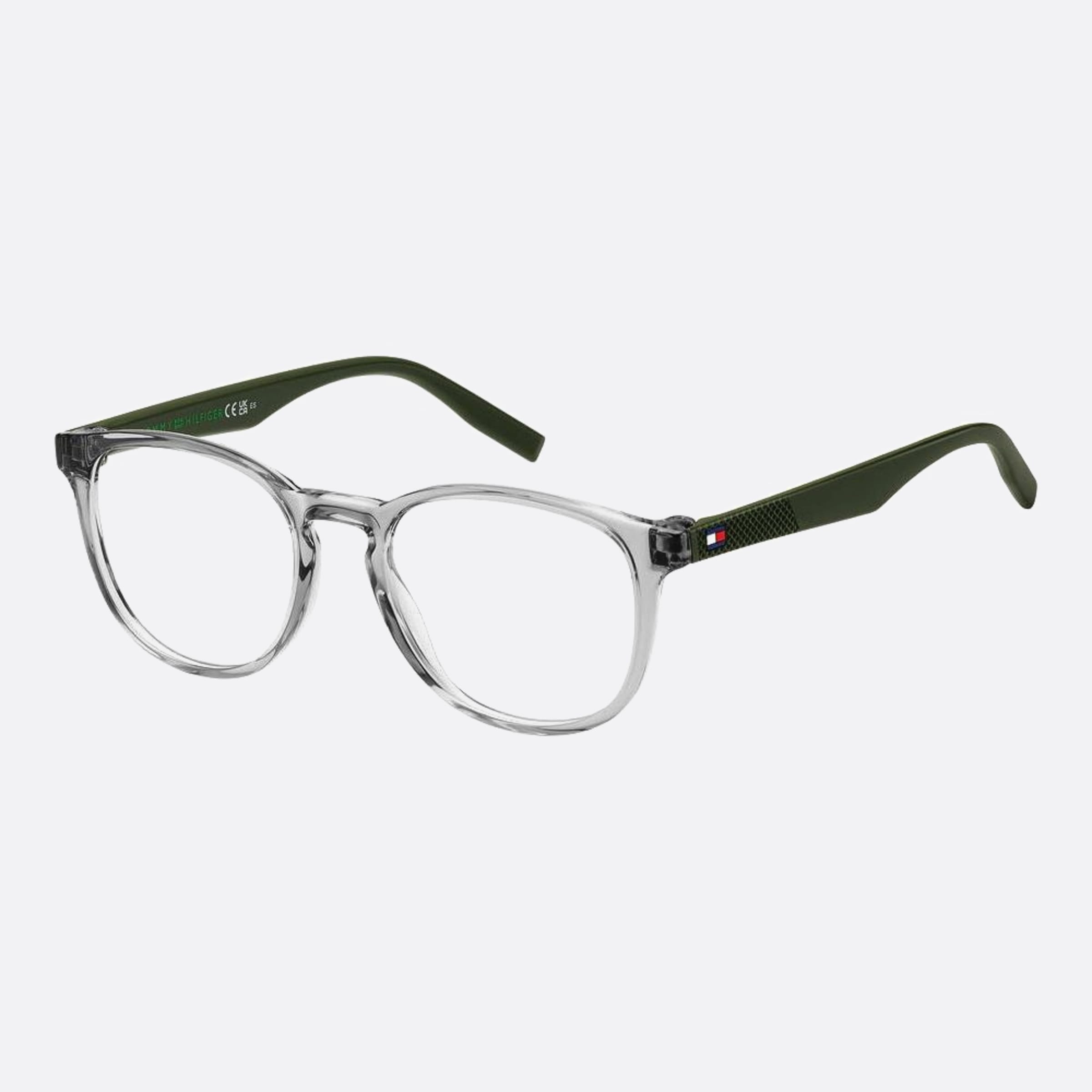 Tommy 48mm Hilfiger Kb7 Grey Geometric Unisex Eyeglasses - Side View