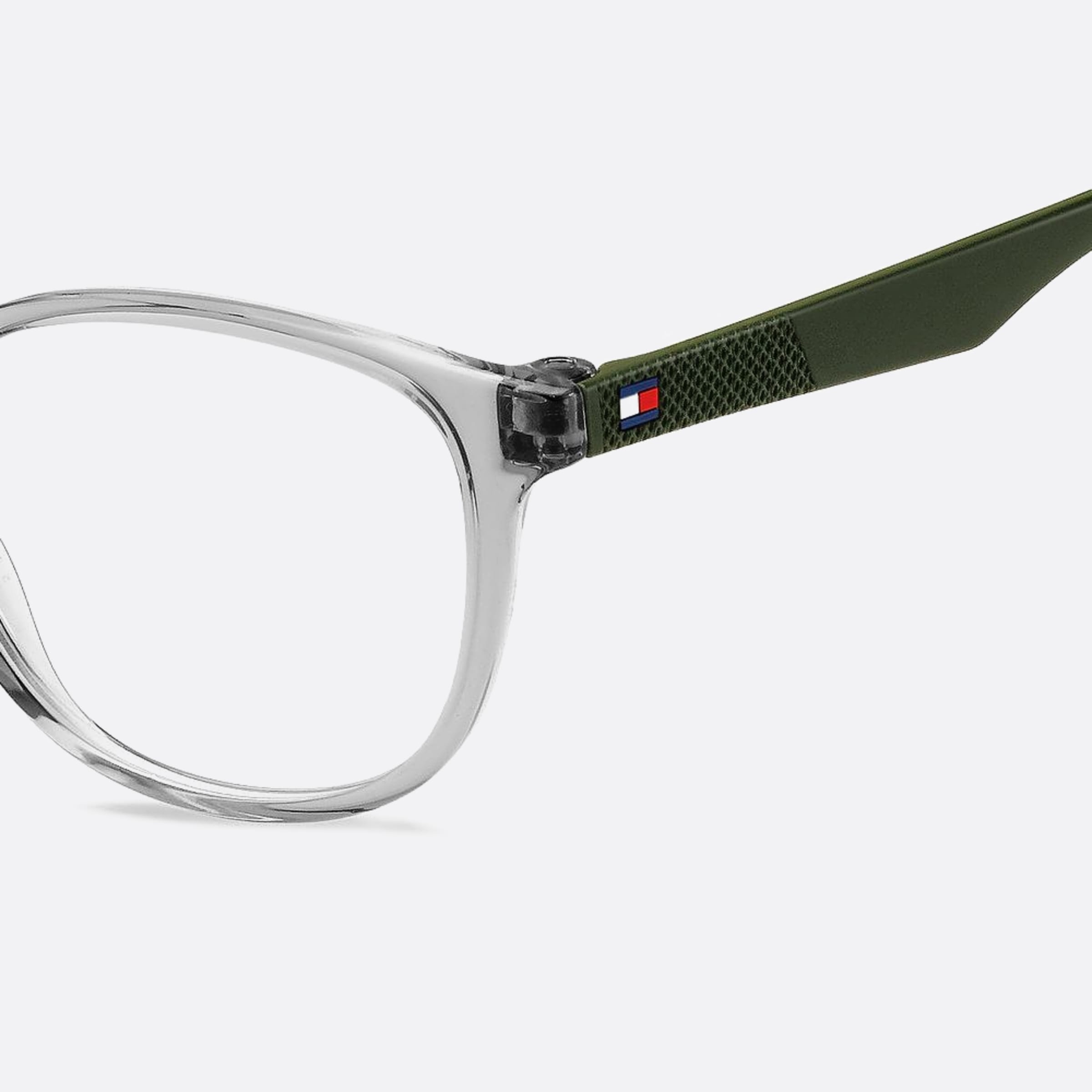 Tommy 48mm Hilfiger Kb7 Grey Geometric Unisex Eyeglasses - Detail View
