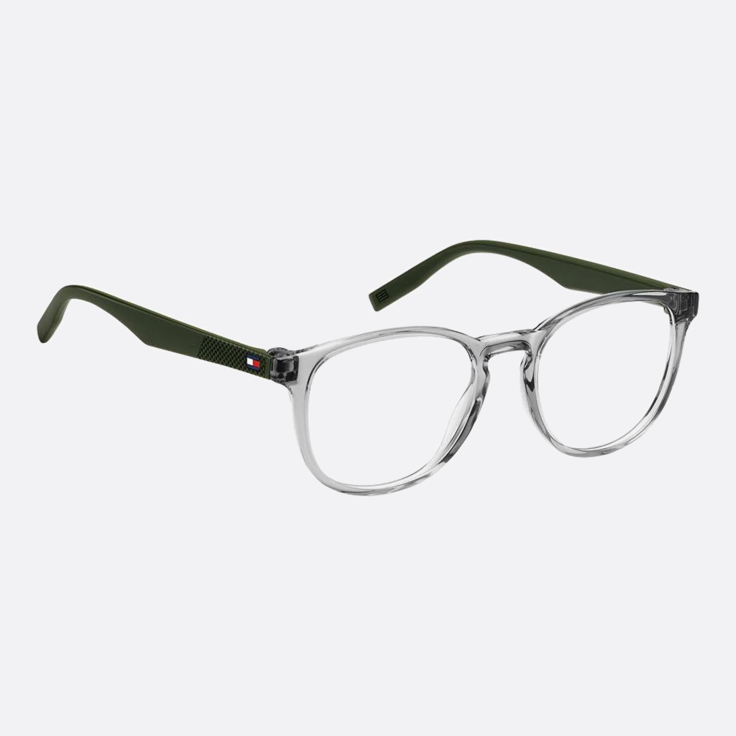 Tommy 48mm Hilfiger Kb7 Grey Geometric Unisex Eyeglasses - Lifestyle Shot