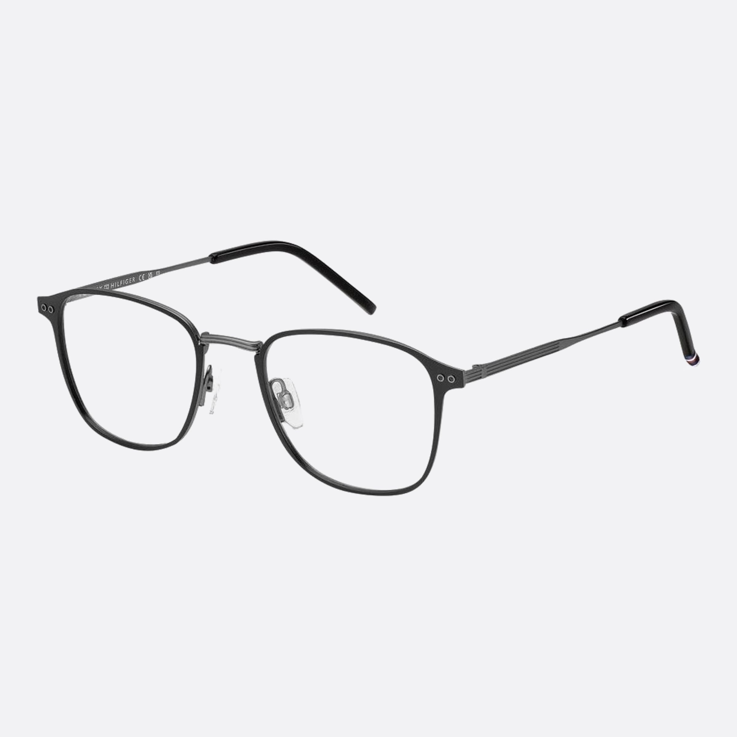 Tommy 52mm Hilfiger Black Squared Men Eyeglasses - Side View