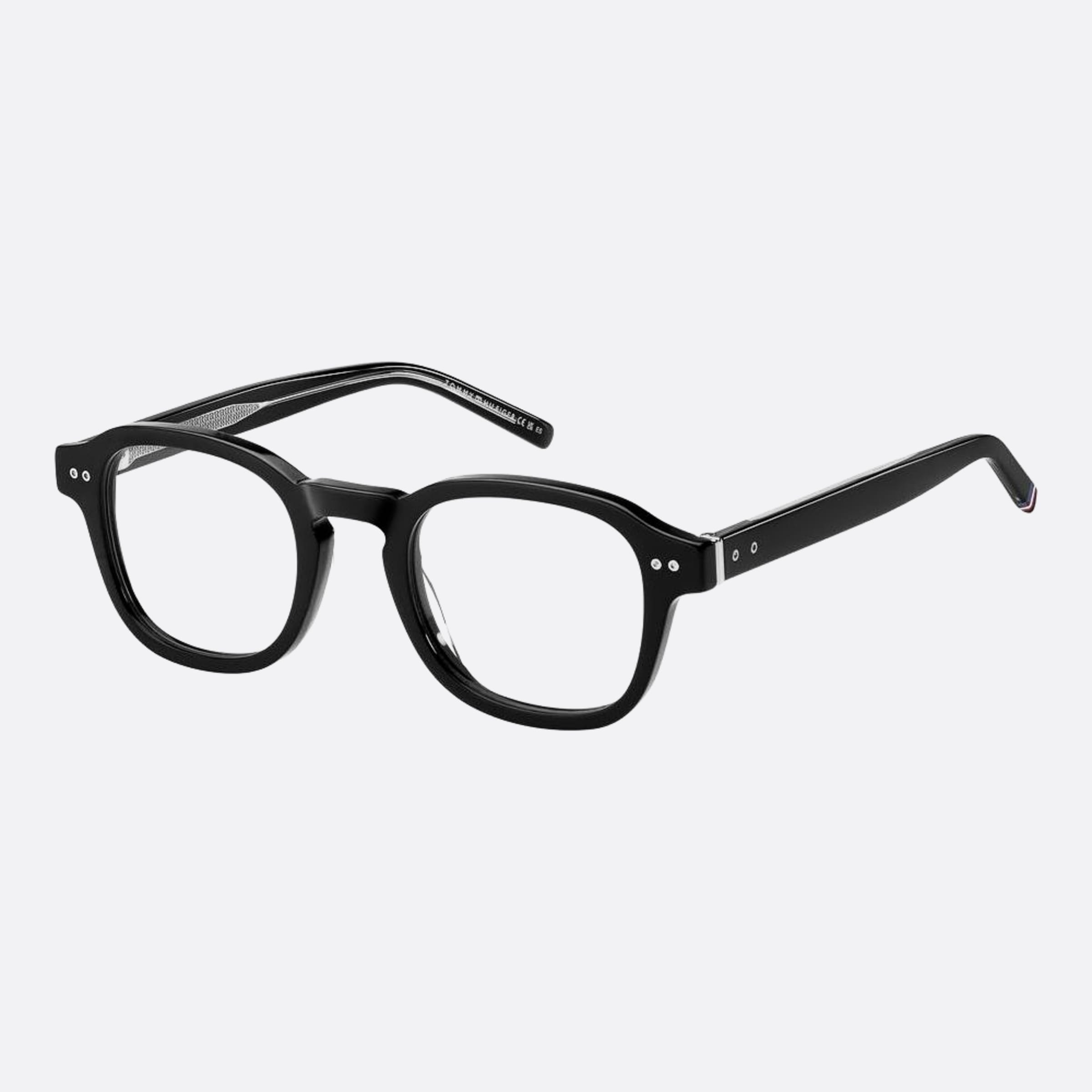 Tommy 48mm Hilfiger Black Squared Men Eyeglasses - Side View