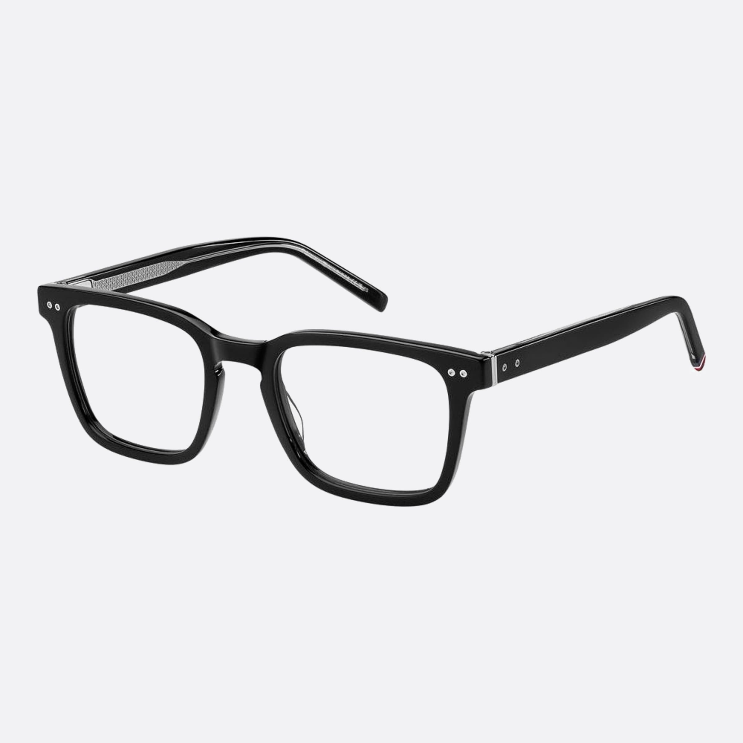 Tommy 52mm Hilfiger Black Squared Men Eyeglasses - Side View