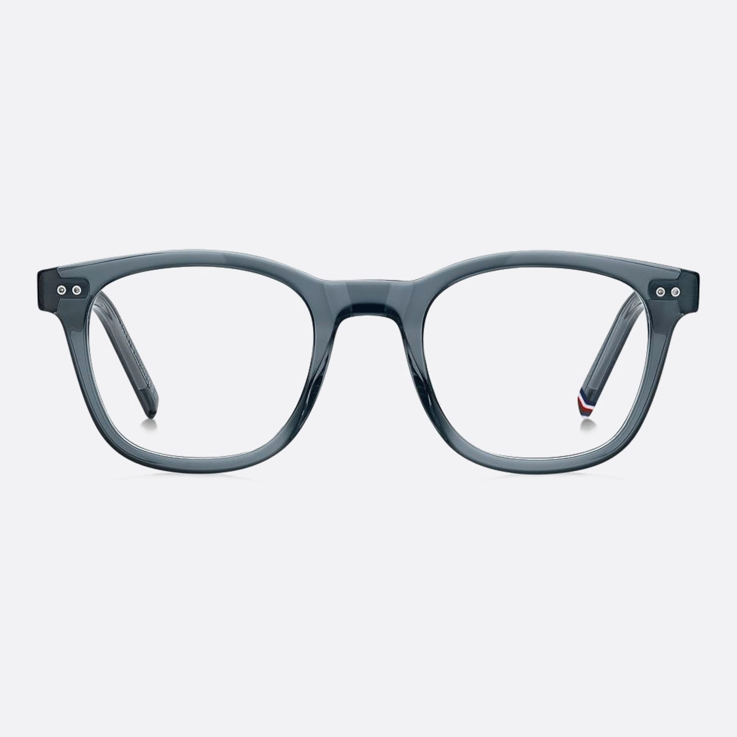 Tommy 49mm Hilfiger Kb7 Grey Round Men Eyeglasses - Main View