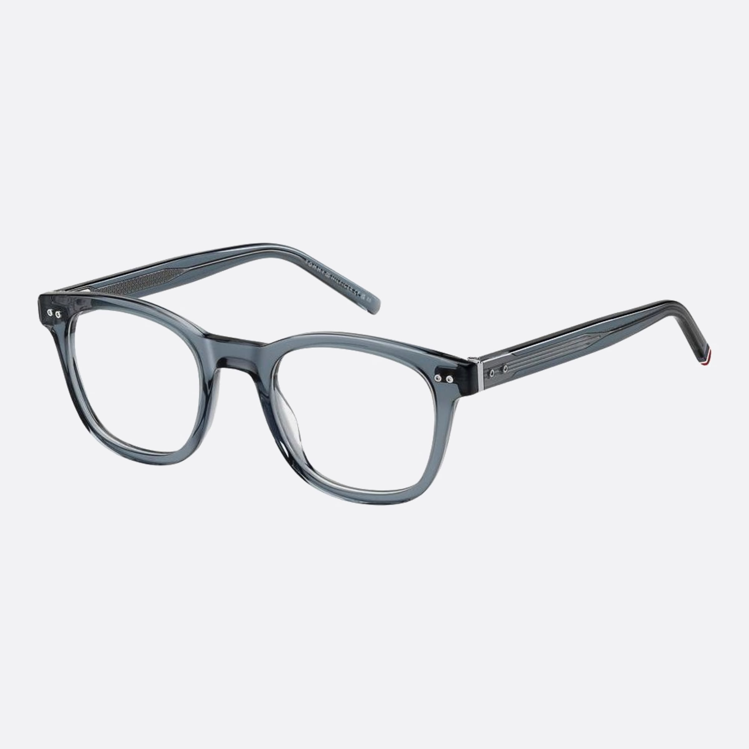 Tommy 49mm Hilfiger Kb7 Grey Round Men Eyeglasses - Side View