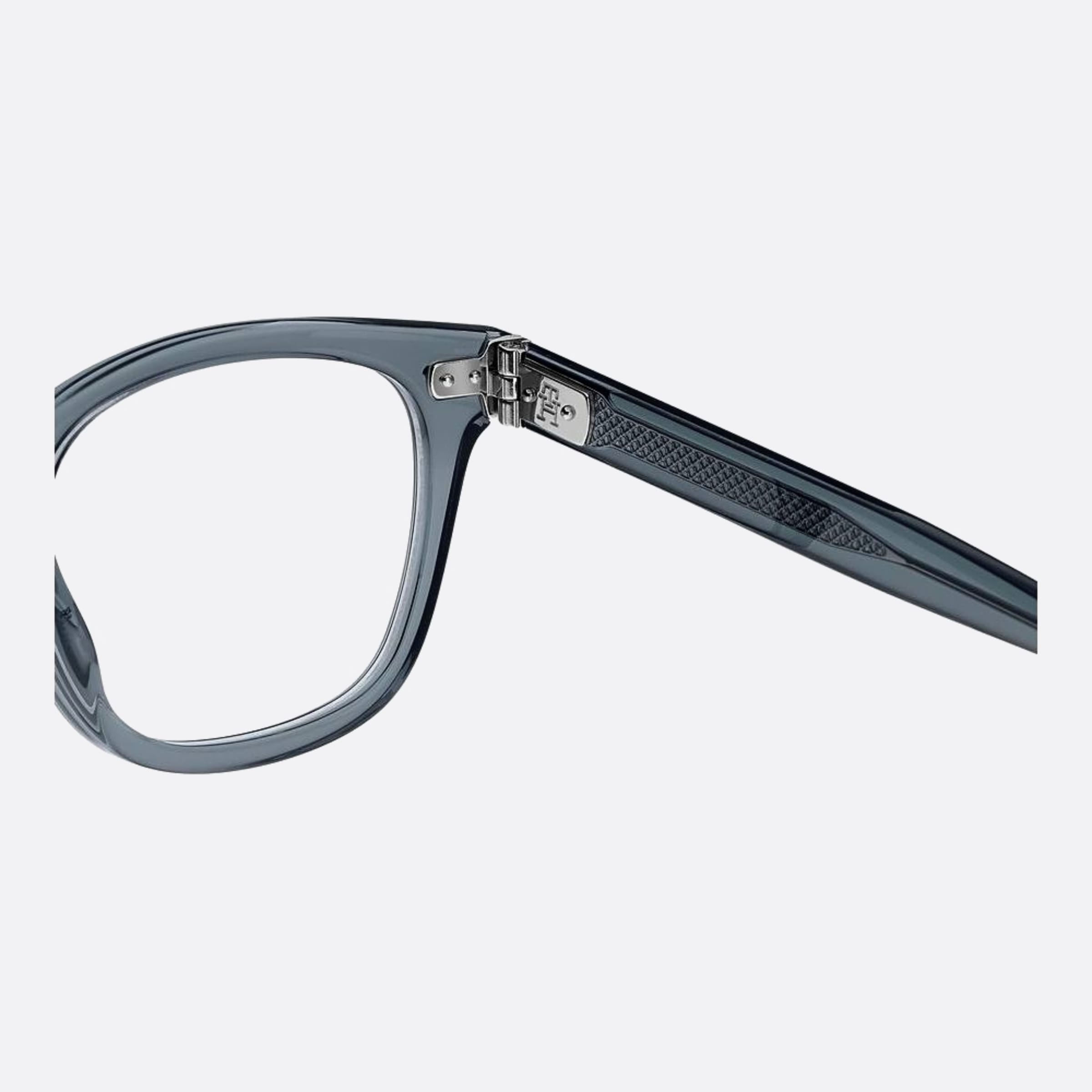 Tommy 49mm Hilfiger Kb7 Grey Round Men Eyeglasses - Additional Angle