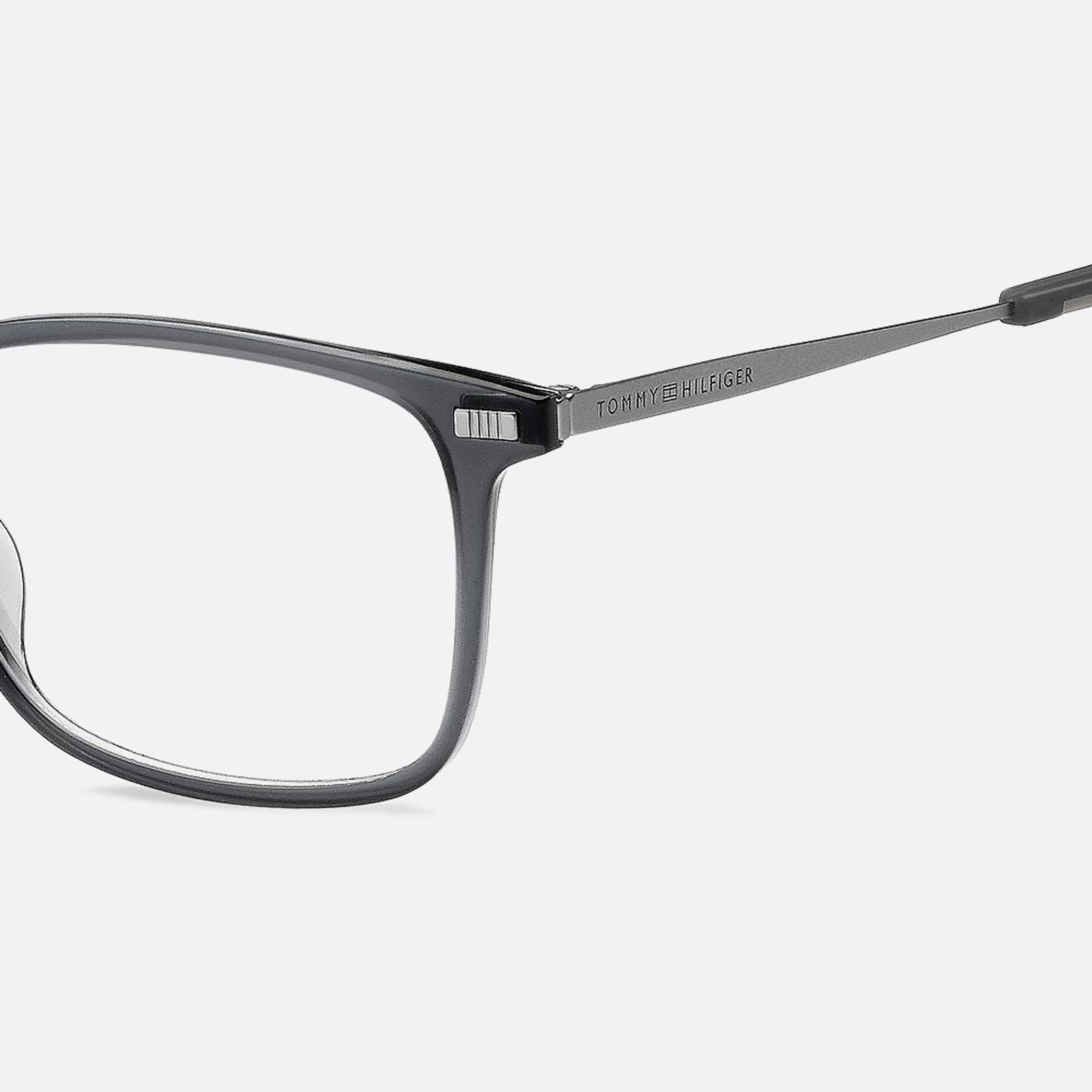 Tommy 50mm Hilfiger Kb7 Grey Squared Men Eyeglasses - Detail View
