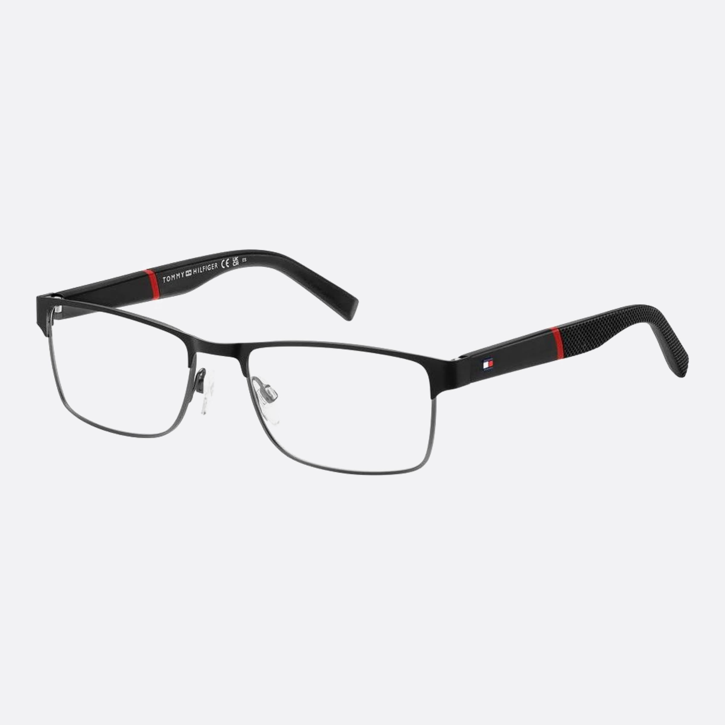 Tommy 54mm Hilfiger Ti7 Black Geometric Men Eyeglasses - Side View