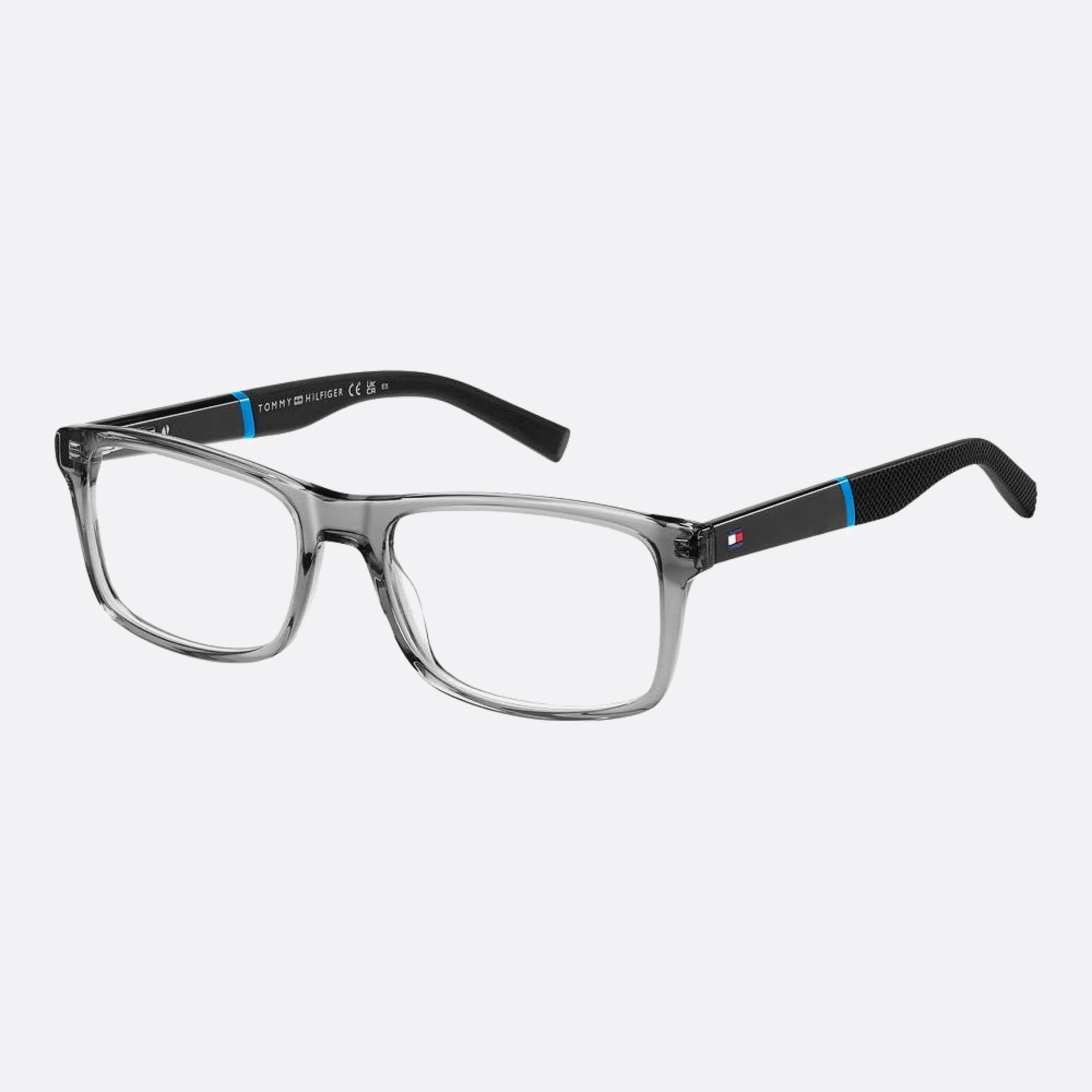 Tommy 53mm Hilfiger Kb7 Grey Squared Men Eyeglasses - Side View