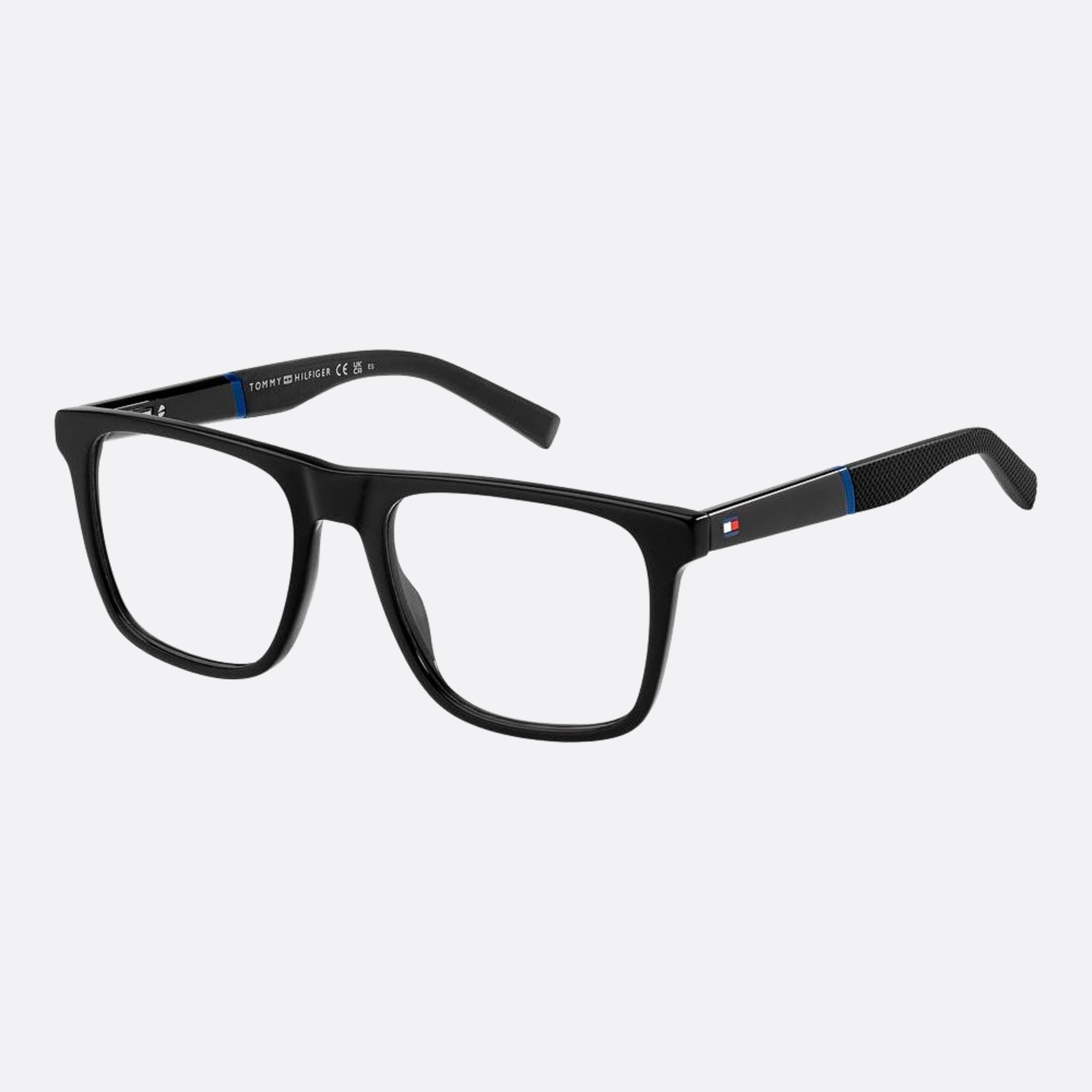 Tommy 53mm Hilfiger Black Squared Men Eyeglasses - Side View
