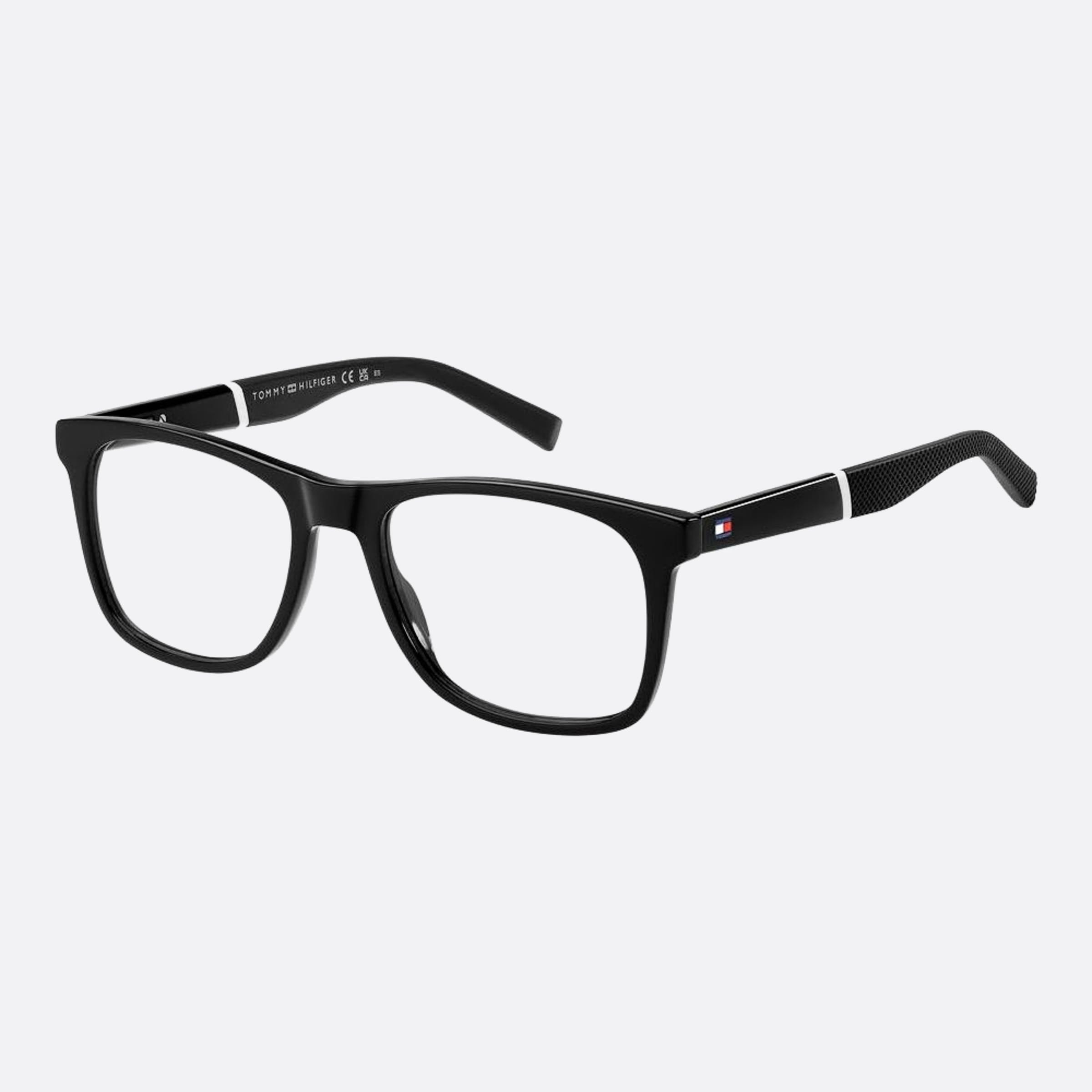Tommy 53mm Men's Hilfiger Black Squared Eyeglasses - Side View