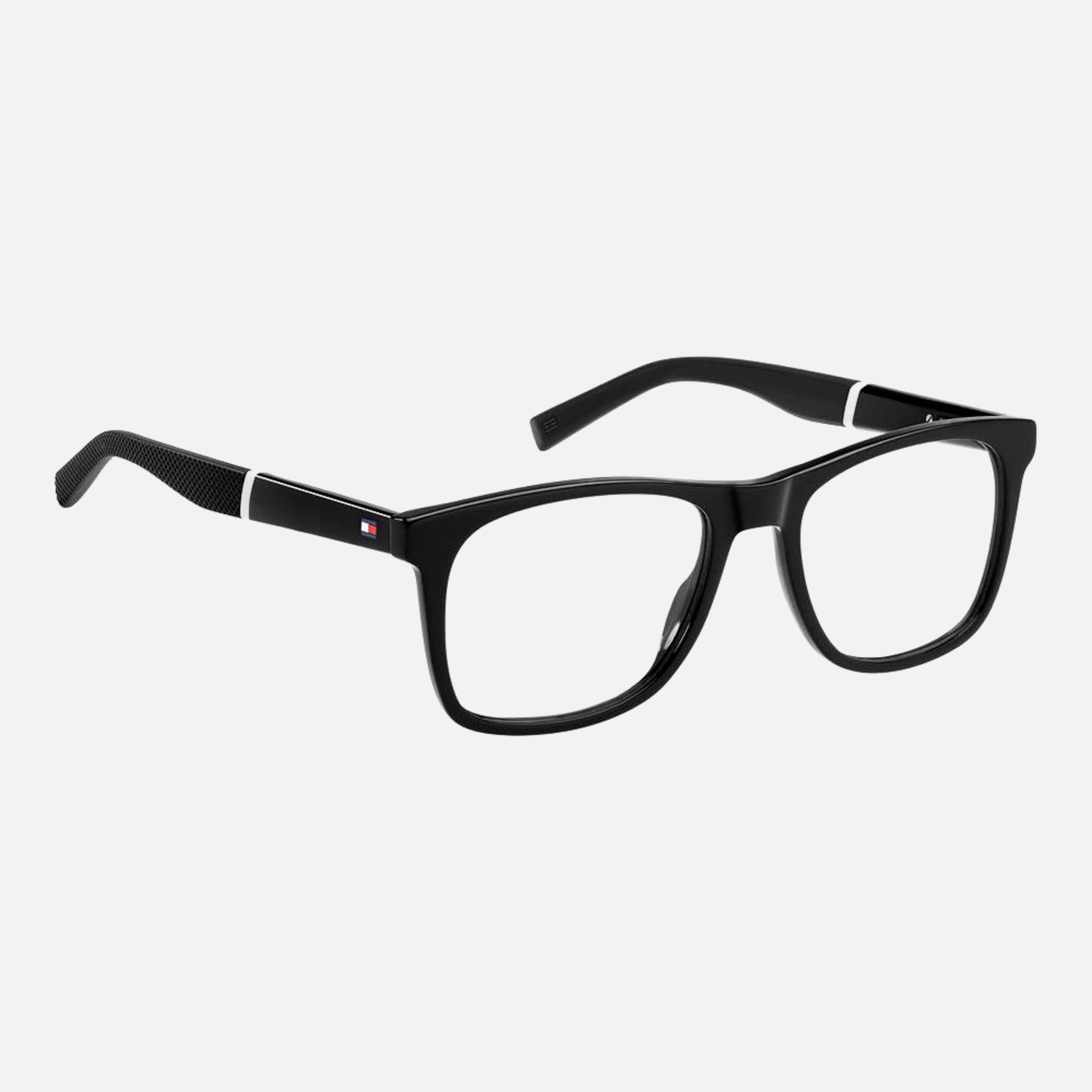 Tommy 53mm Men's Hilfiger Black Squared Eyeglasses - Detail View