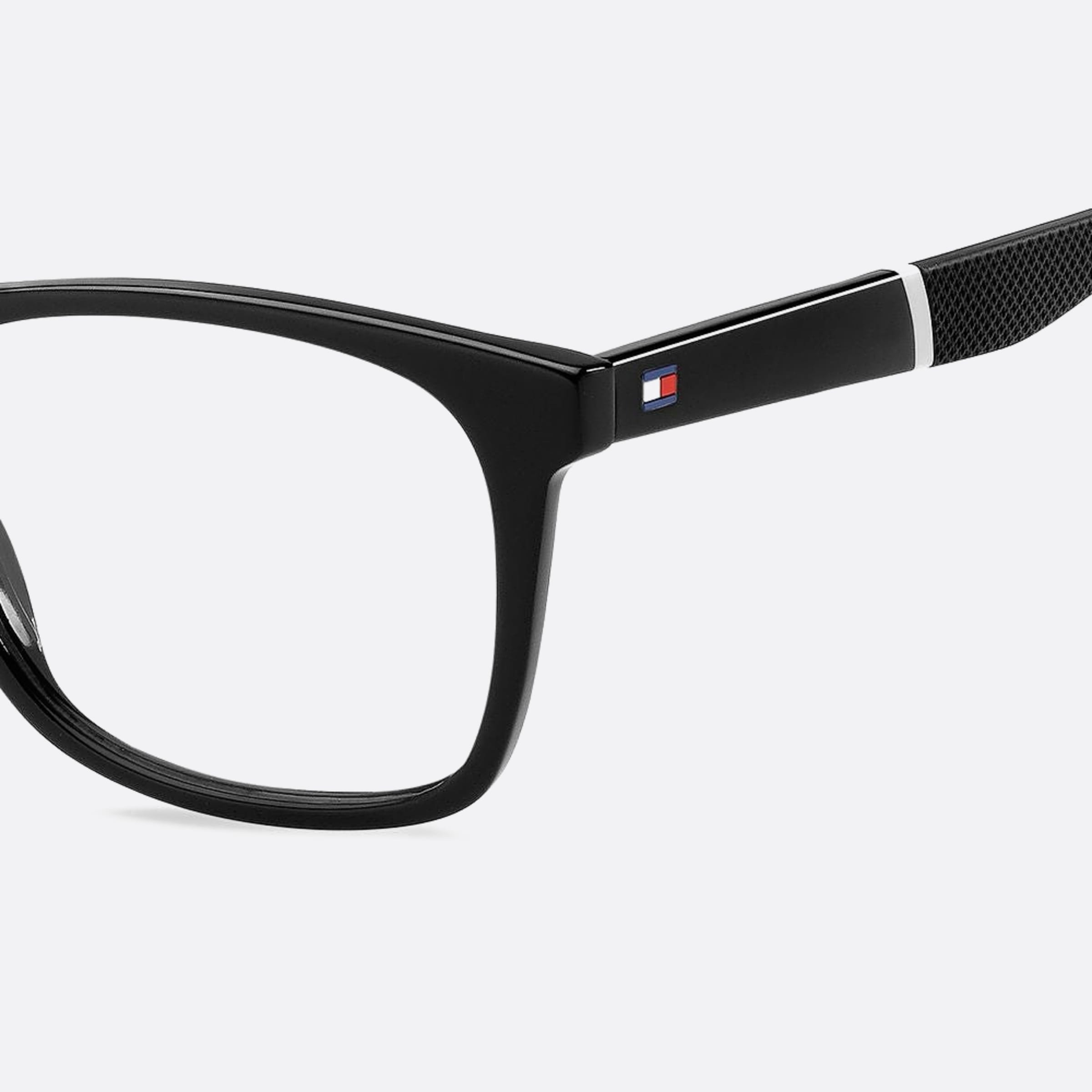 Tommy 53mm Men's Hilfiger Black Squared Eyeglasses - Lifestyle Shot