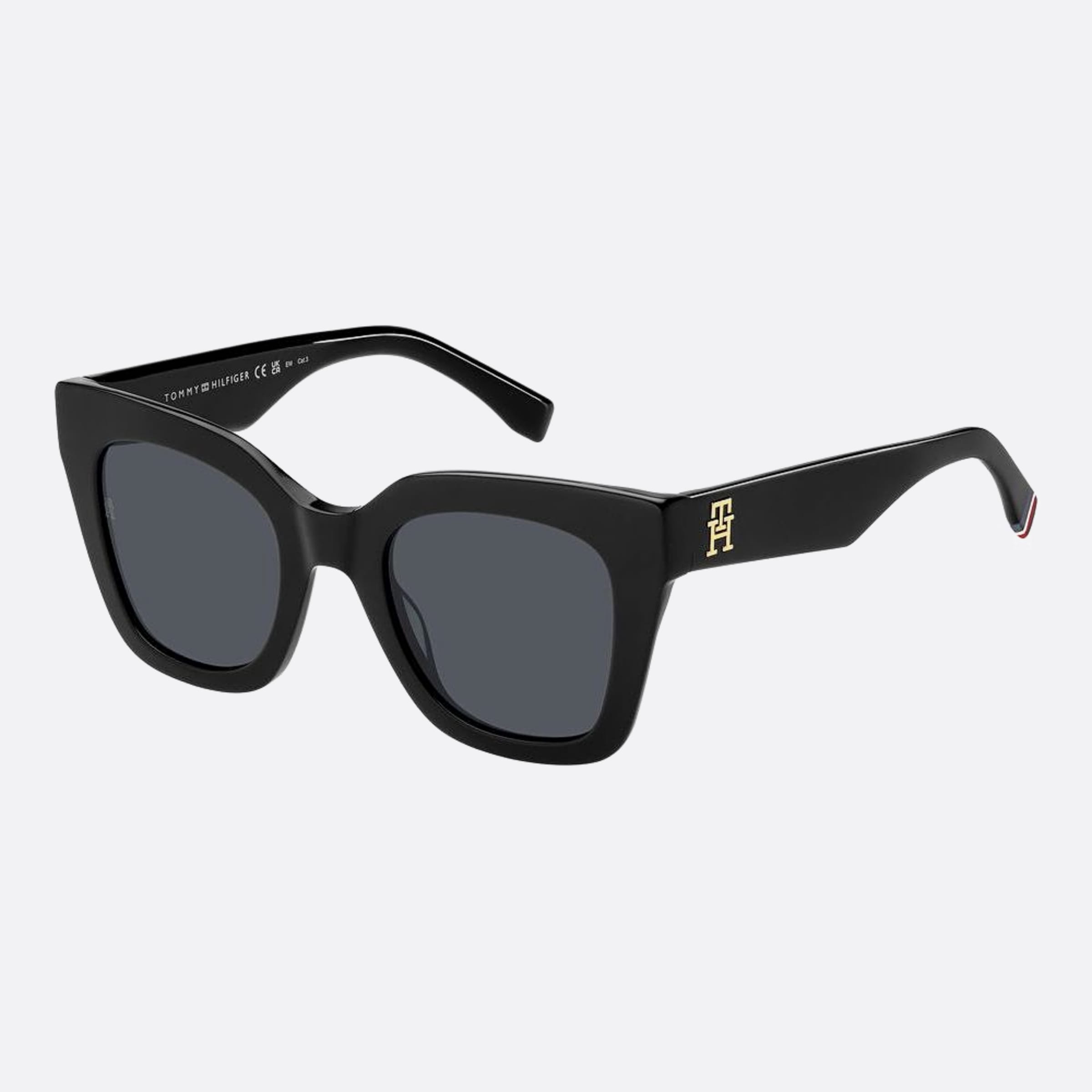 Tommy 50mm Hilfiger Black Squared Women Sunglasses - Side View