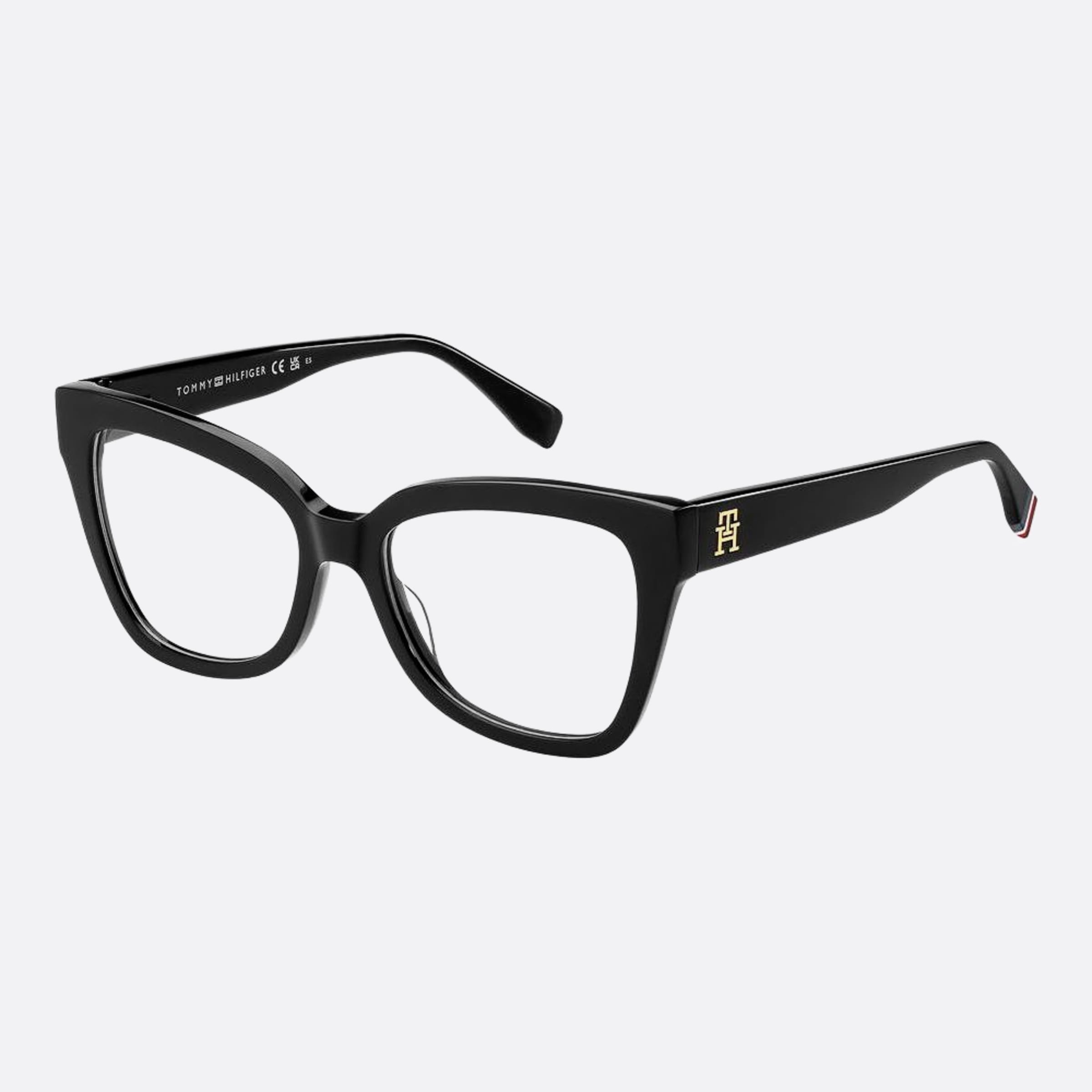 Tommy 53mm Women's Hilfiger Black Geometric Eyeglasses - Side View