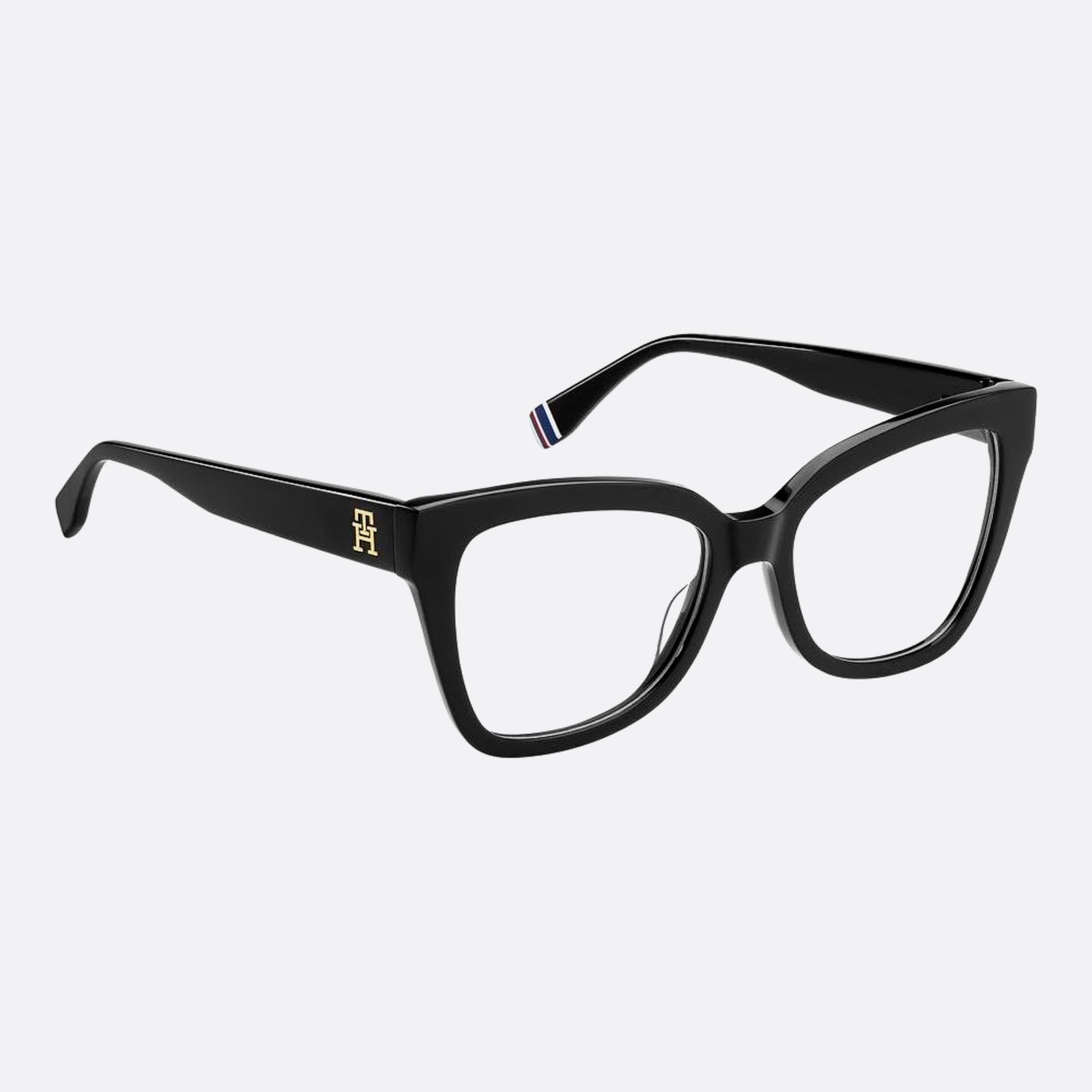 Tommy 53mm Women's Hilfiger Black Geometric Eyeglasses - Detail View