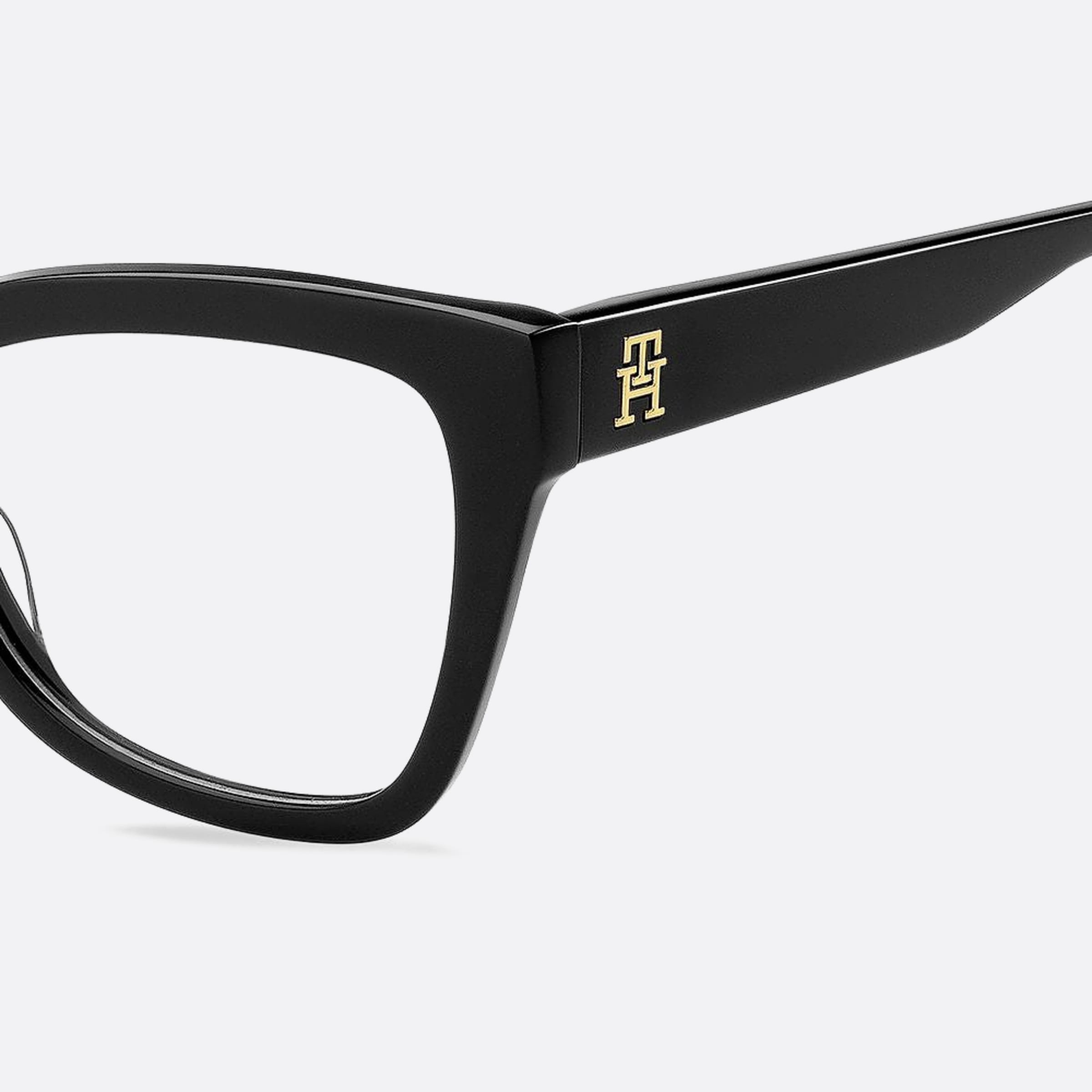 Tommy 53mm Women's Hilfiger Black Geometric Eyeglasses - Lifestyle Shot