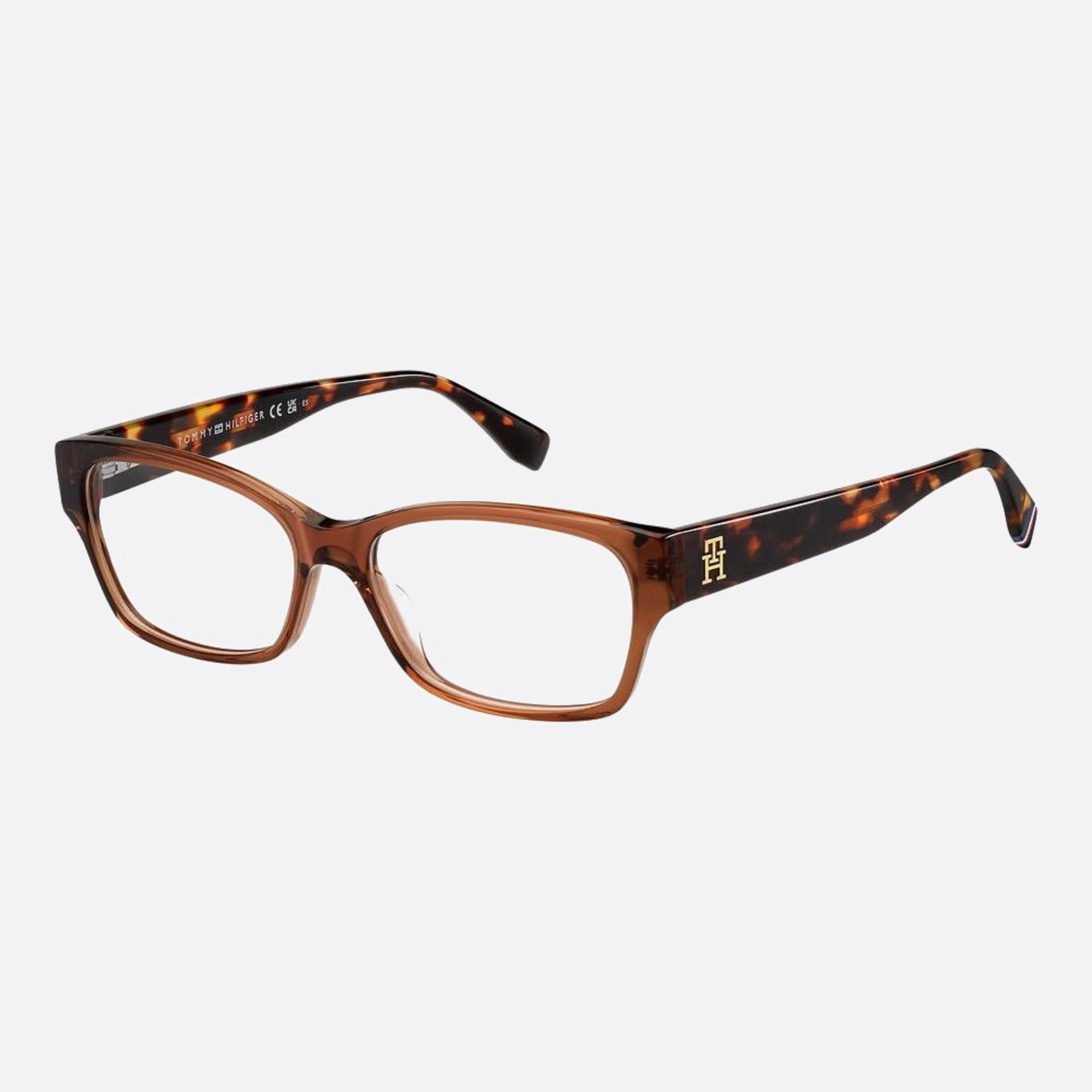 Tommy 54mm Hilfiger 09q Brown Geometric Women Eyeglasses - Side View