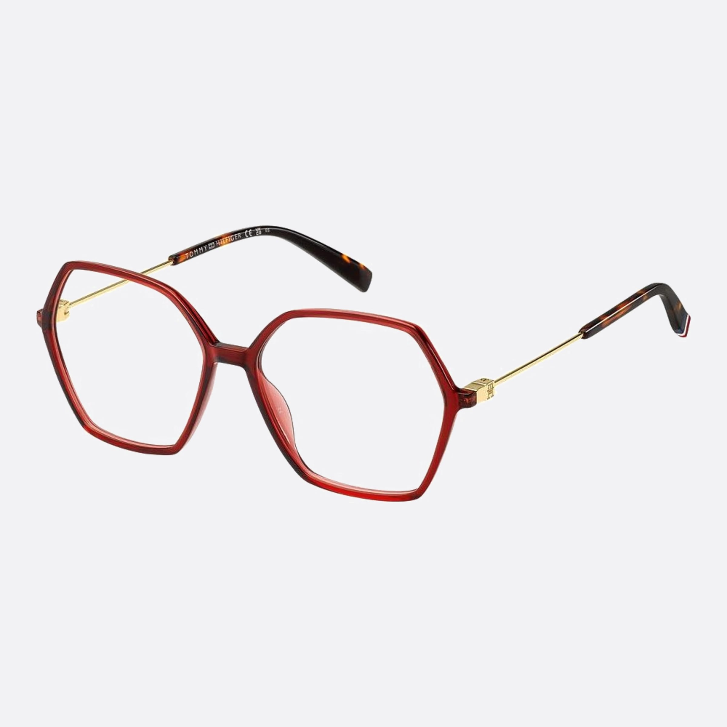 Tommy 55mm Hilfiger C9a Red Geometric Women Eyeglasses - Side View