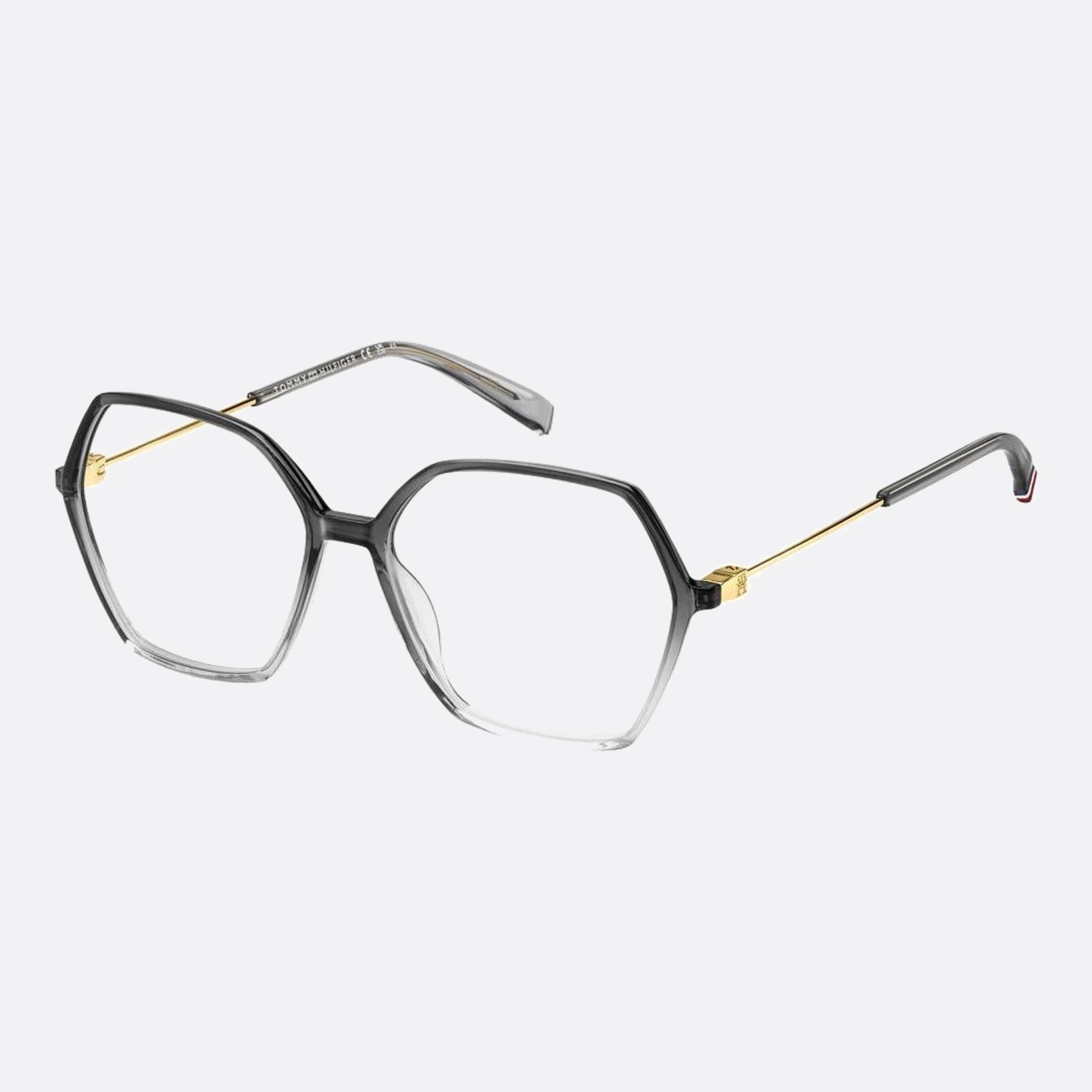 Tommy 55mm Hilfiger Kb7 Grey Geometric Women Eyeglasses - Side View