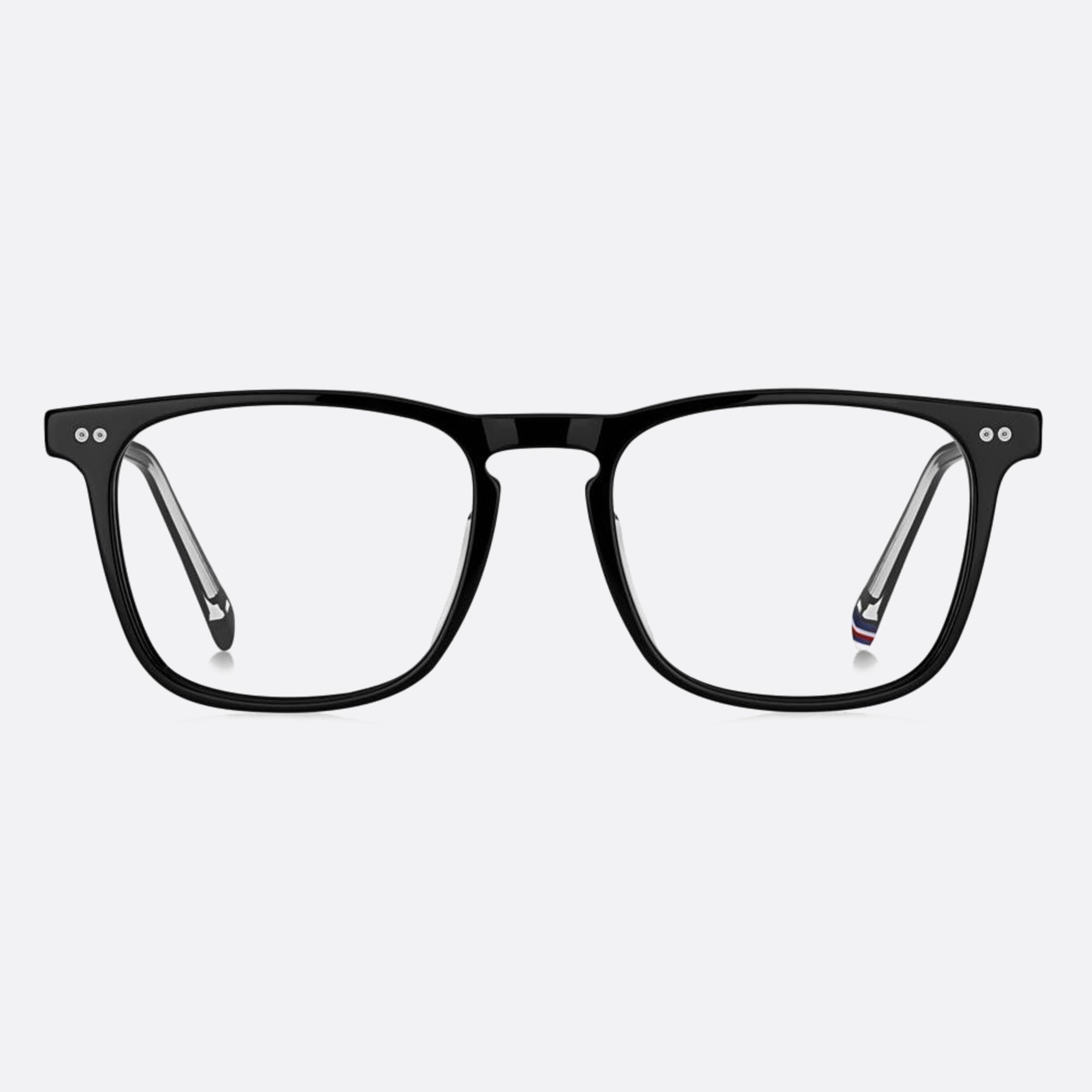 Tommy 53mm Hilfiger Black Squared Men Eyeglasses - Main View