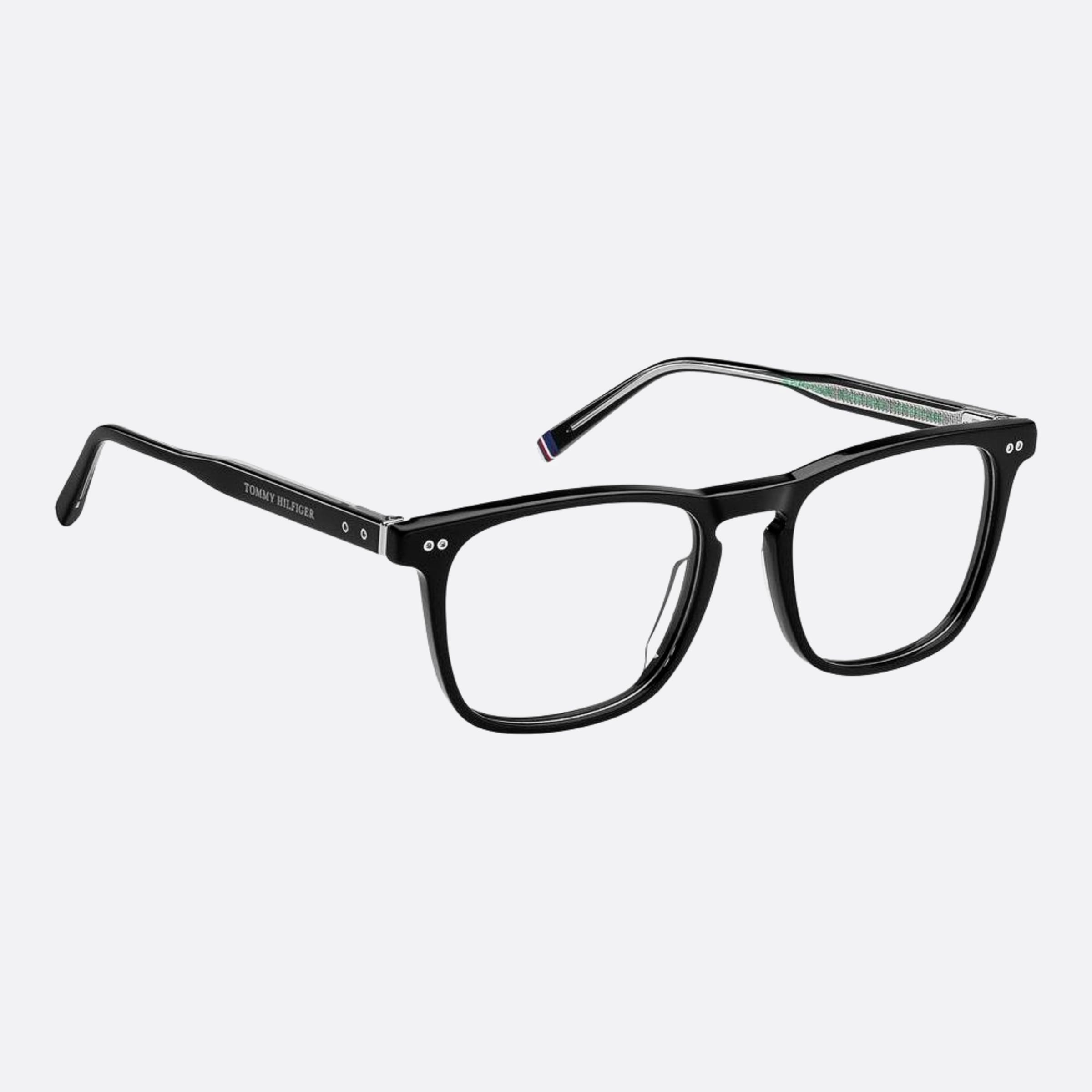 Tommy 53mm Hilfiger Black Squared Men Eyeglasses - Detail View