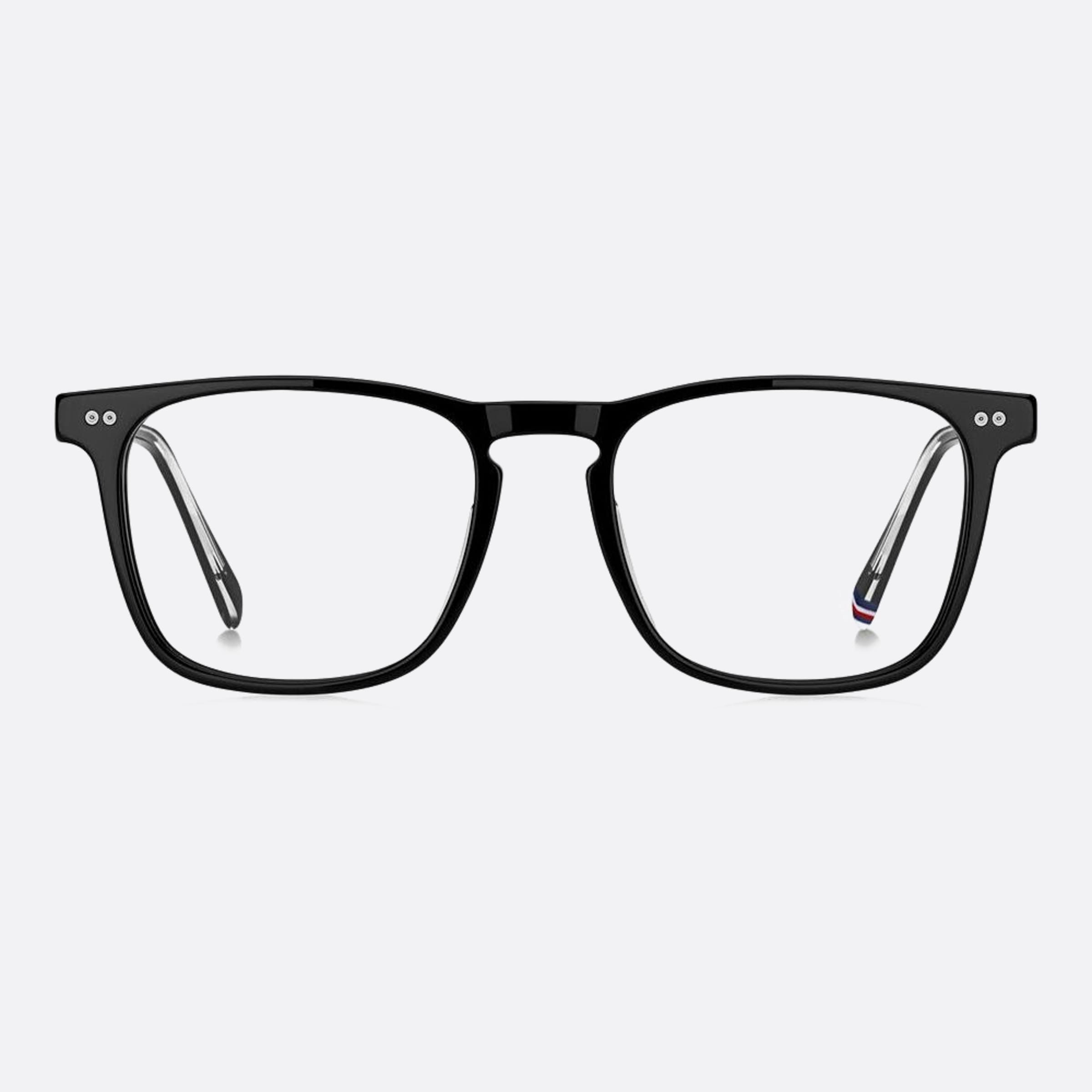 Tommy 53mm Hilfiger Qfu Black Squared Men Eyeglasses - Main View