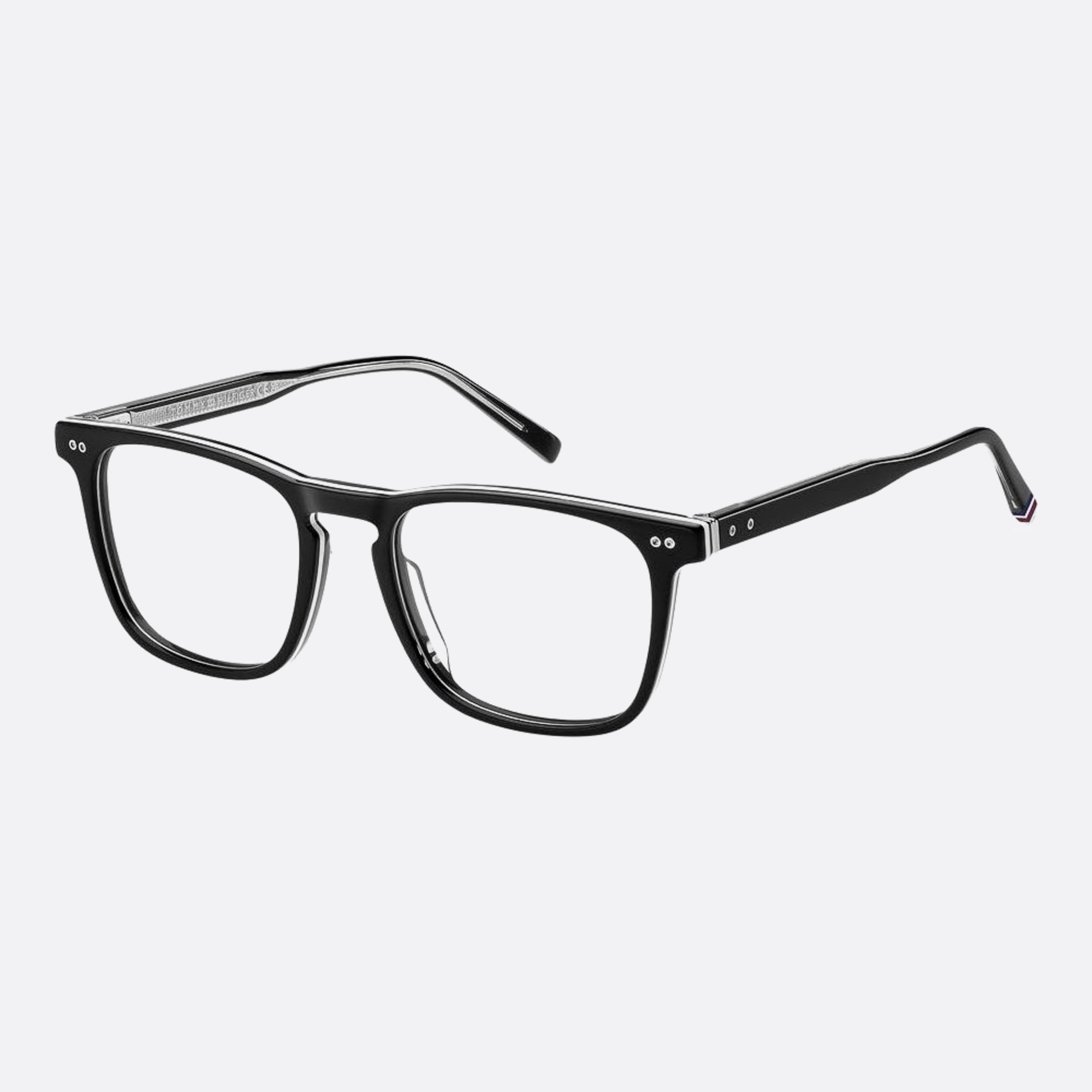 Tommy 53mm Hilfiger Qfu Black Squared Men Eyeglasses - Side View