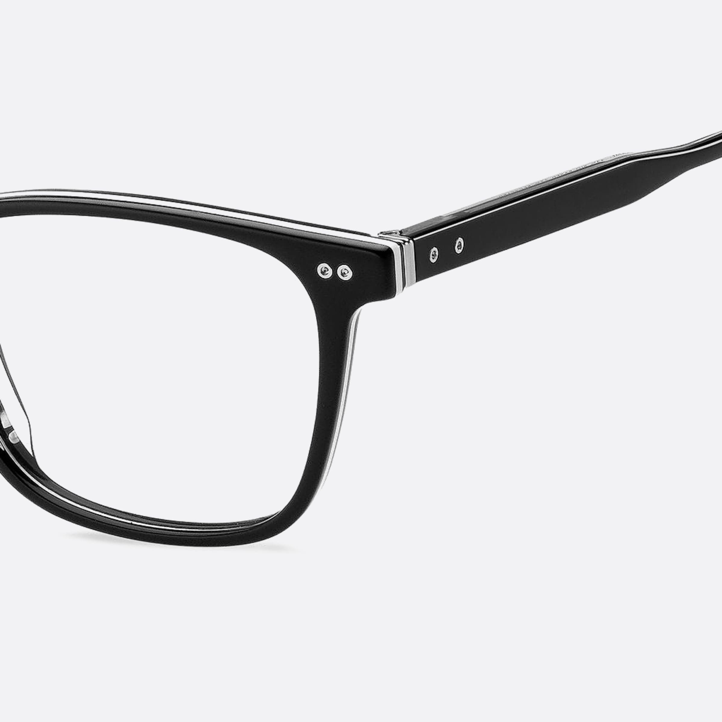 Tommy 53mm Hilfiger Qfu Black Squared Men Eyeglasses - Detail View