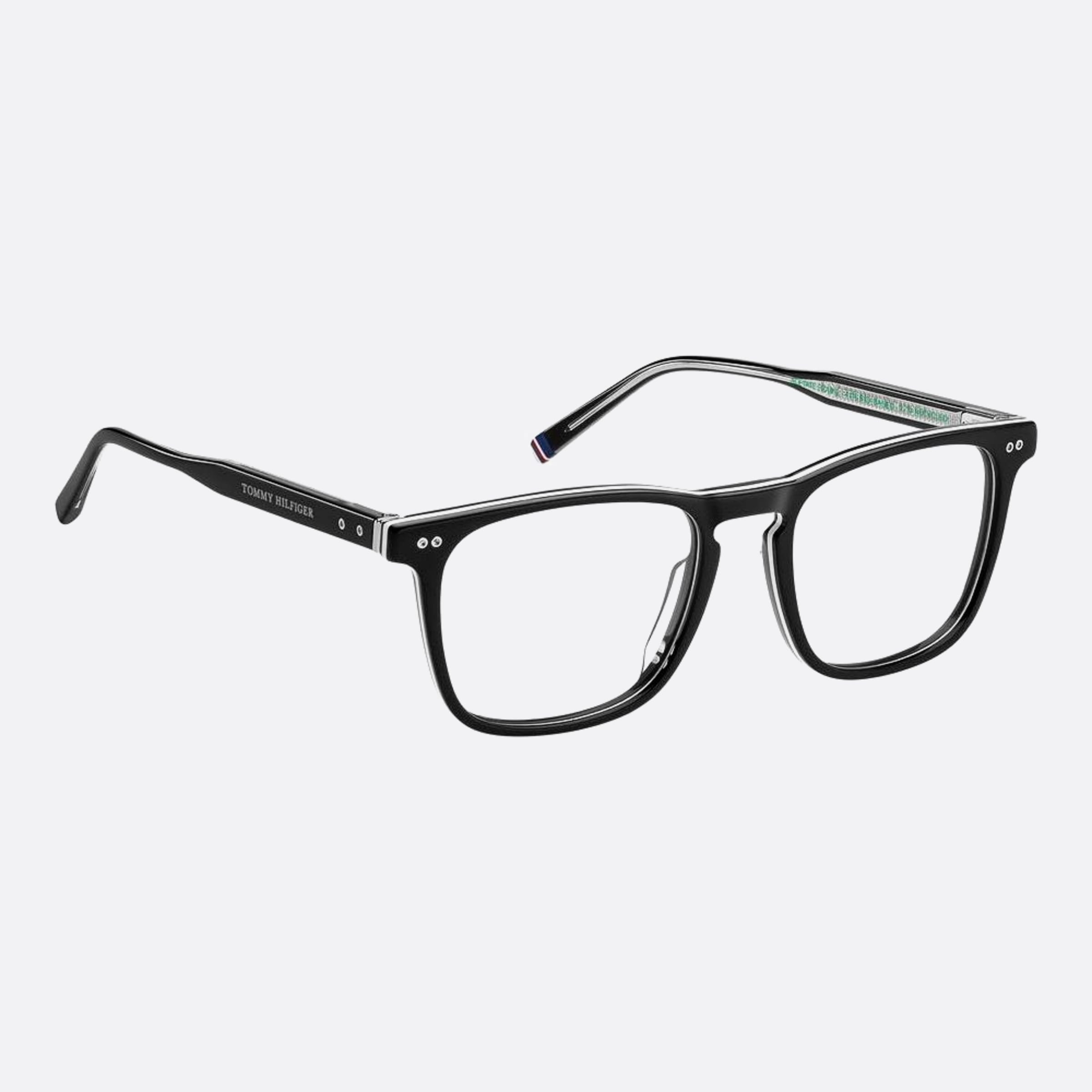 Tommy 53mm Hilfiger Qfu Black Squared Men Eyeglasses - Lifestyle Shot