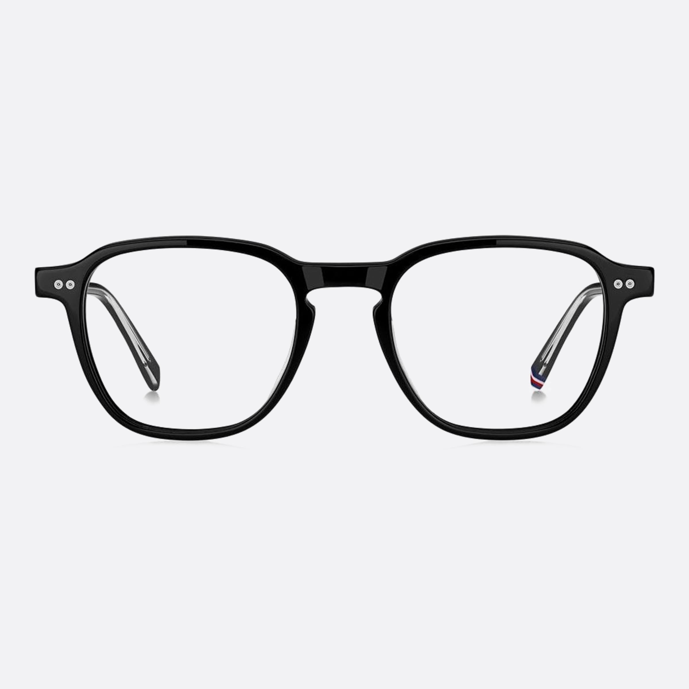 Tommy 49mm Hilfiger Black Pantos Men Eyeglasses - Main View