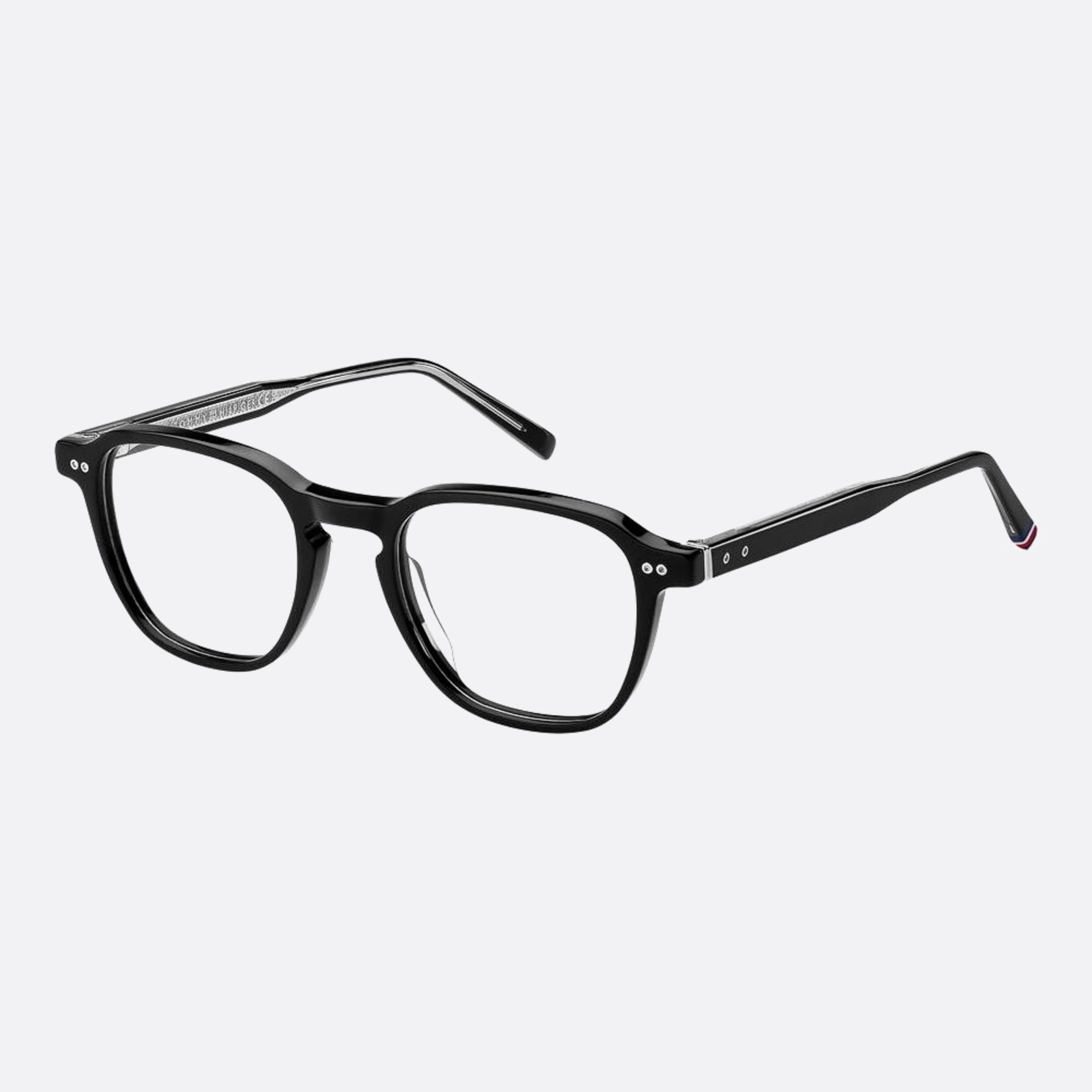 Tommy 49mm Hilfiger Black Pantos Men Eyeglasses - Side View
